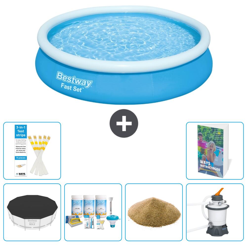 BESTWAY Basen Fast Set Okrągły - 366x76 cm - 7-częściowy S47