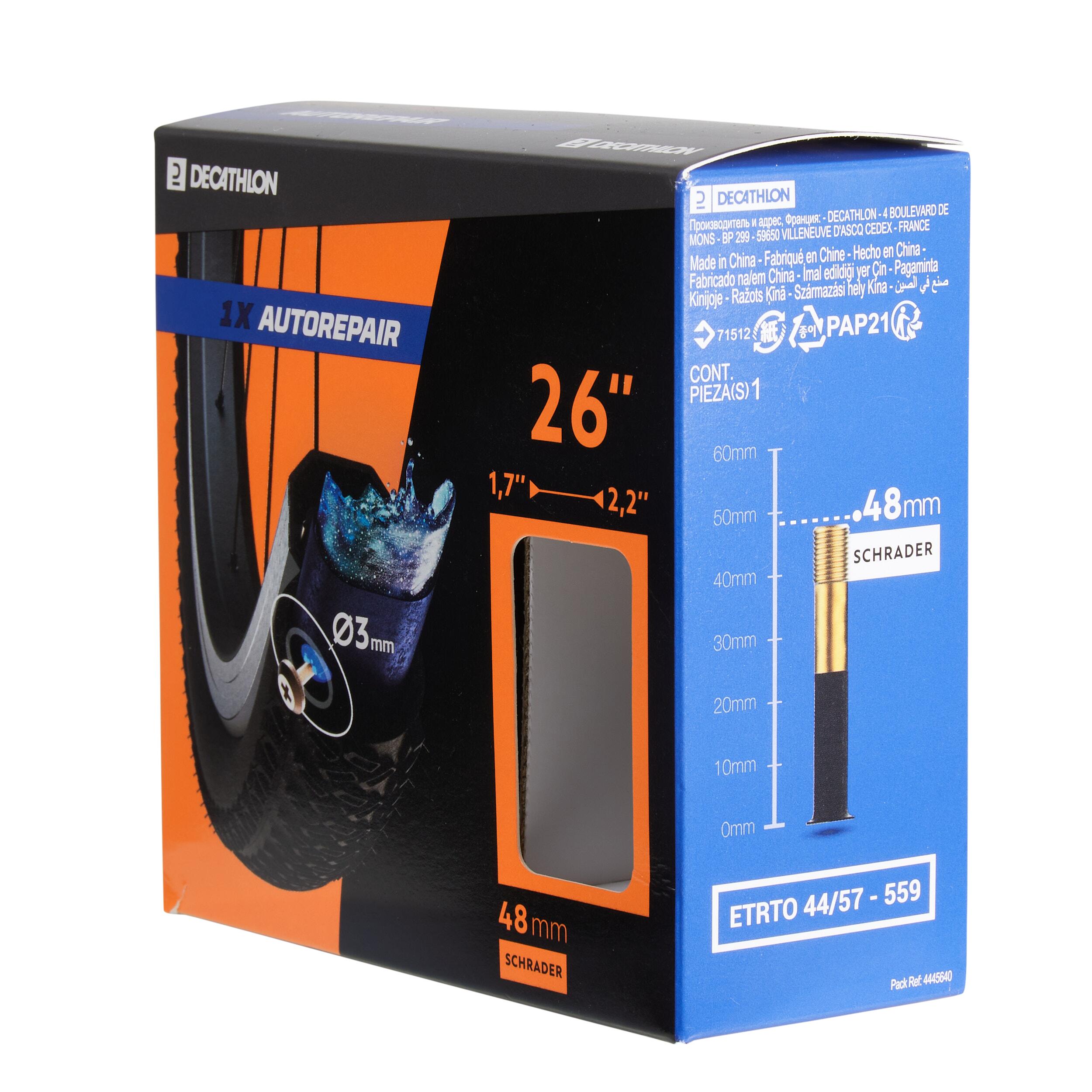 Dętka rowerowa Decathlon 26x1 7/2 2 samouszczelniająca z wentylem Schrader