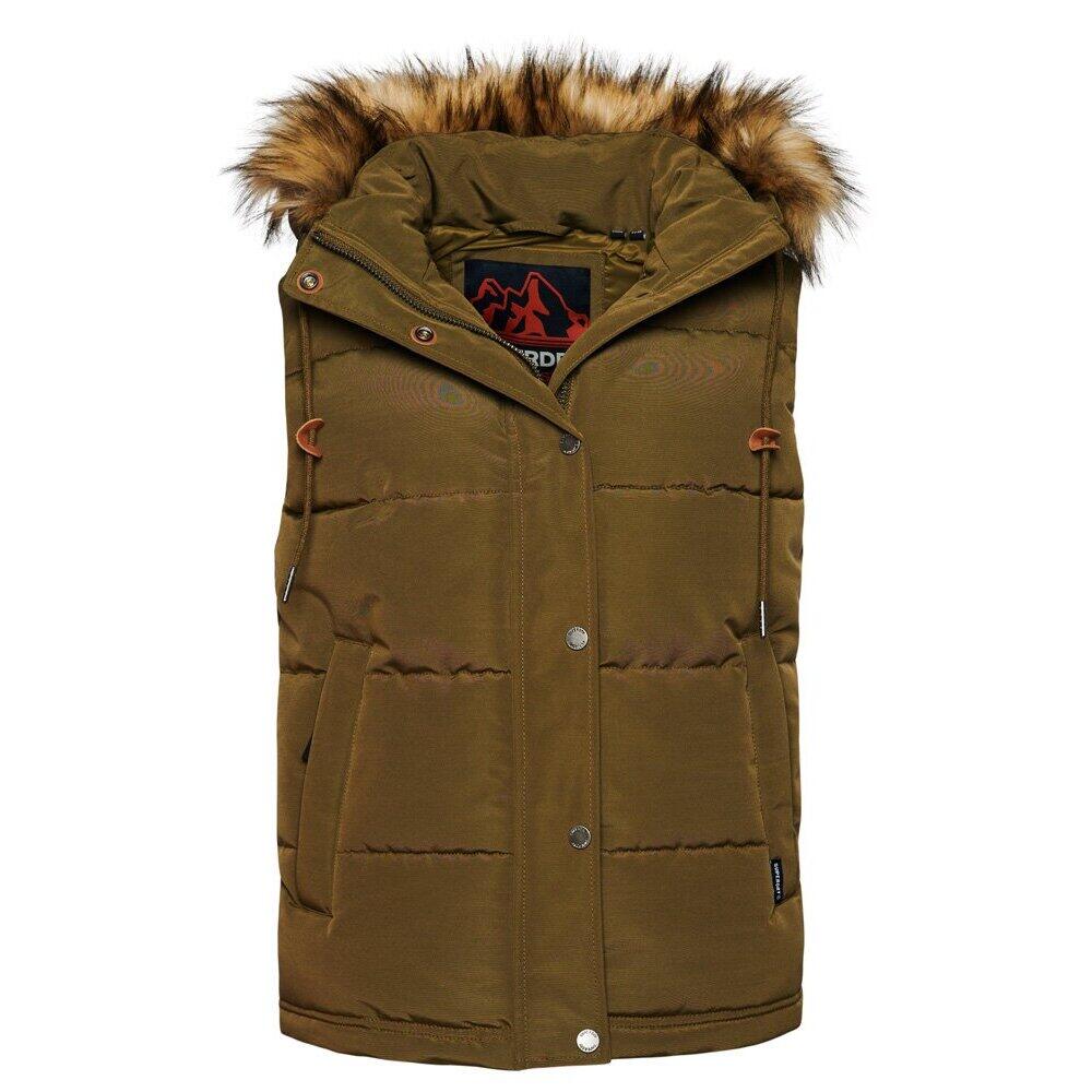 Damska kurtka puchowa bez rękawów ze sztucznego futra Superdry Everest