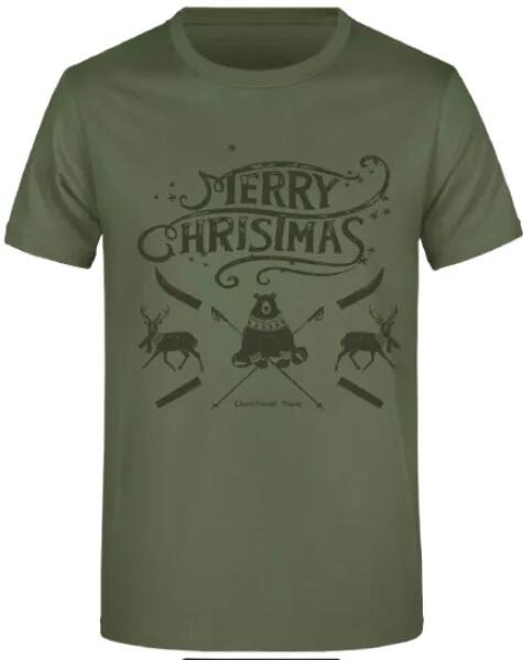 T-shirt męski James & Nicholson Christmas oliwkowy