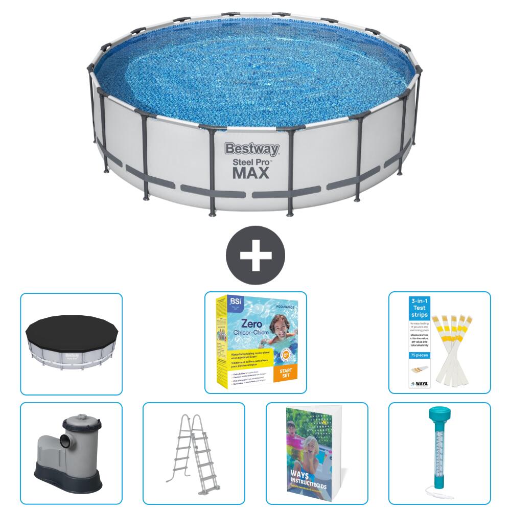 BESTWAY Basen Steel Pro MAX Okrągły - 488x122 cm - 8-częściowy S532