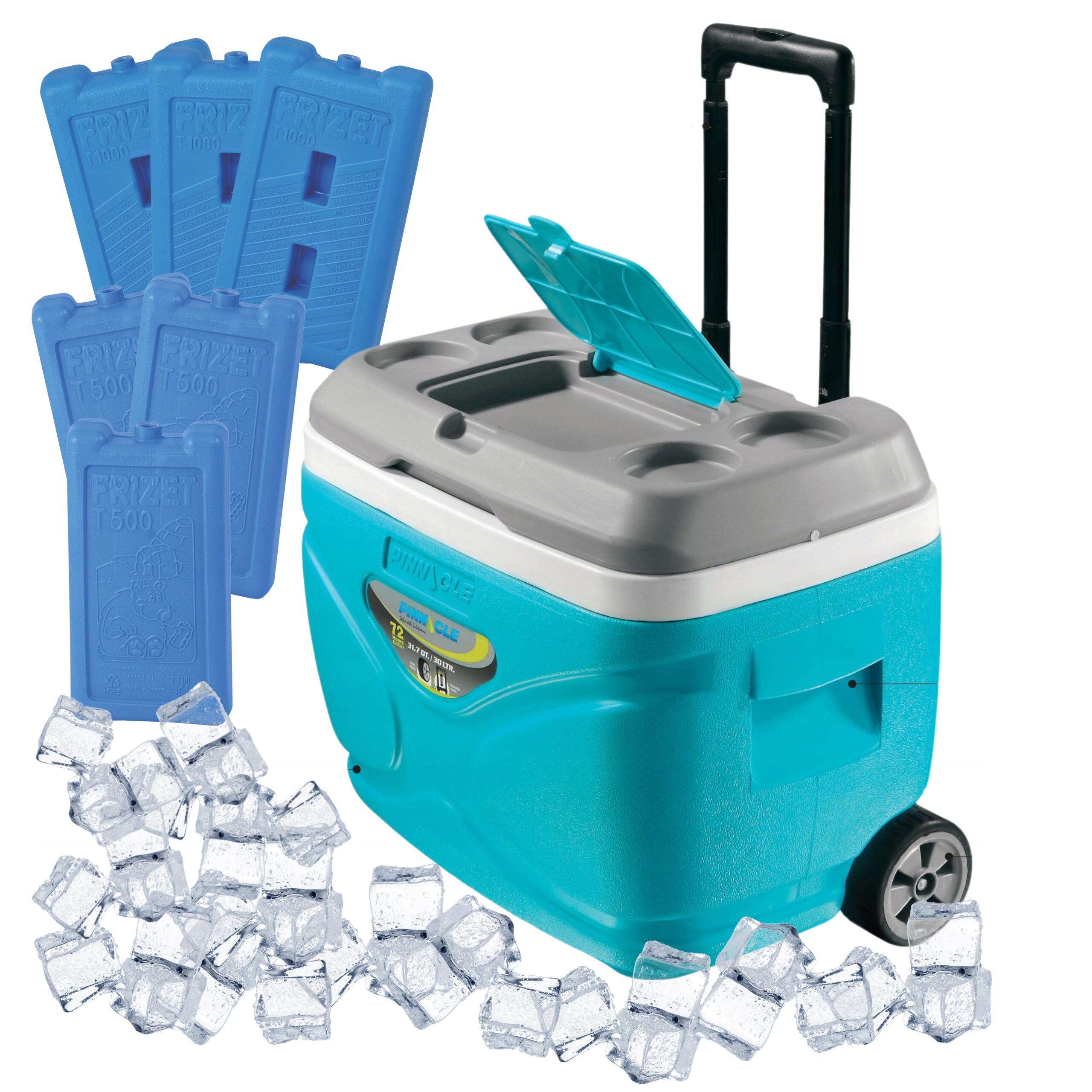 Lodówka turystyczna kółka Pinnacle 30L hydra + 6 wkładów 3x 1000ml 3x 500ml