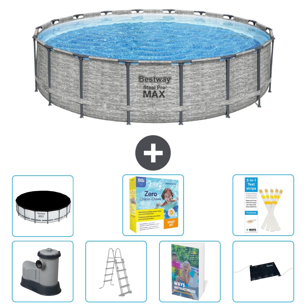 BESTWAY Basen Steel Pro MAX Okrągły - 549x122 cm - 8-częściowy S582