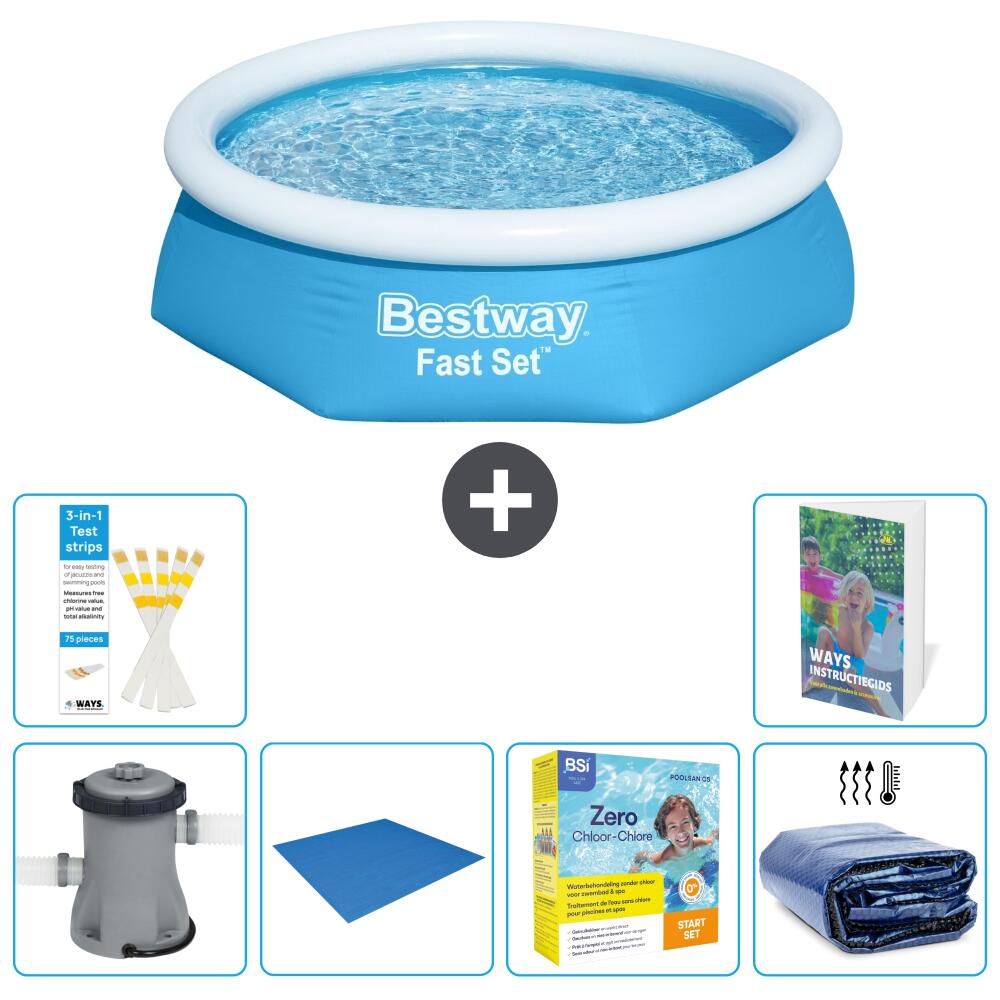 BESTWAY Basen Fast Set Okrągły - 244x61 cm - 7-częściowy S245