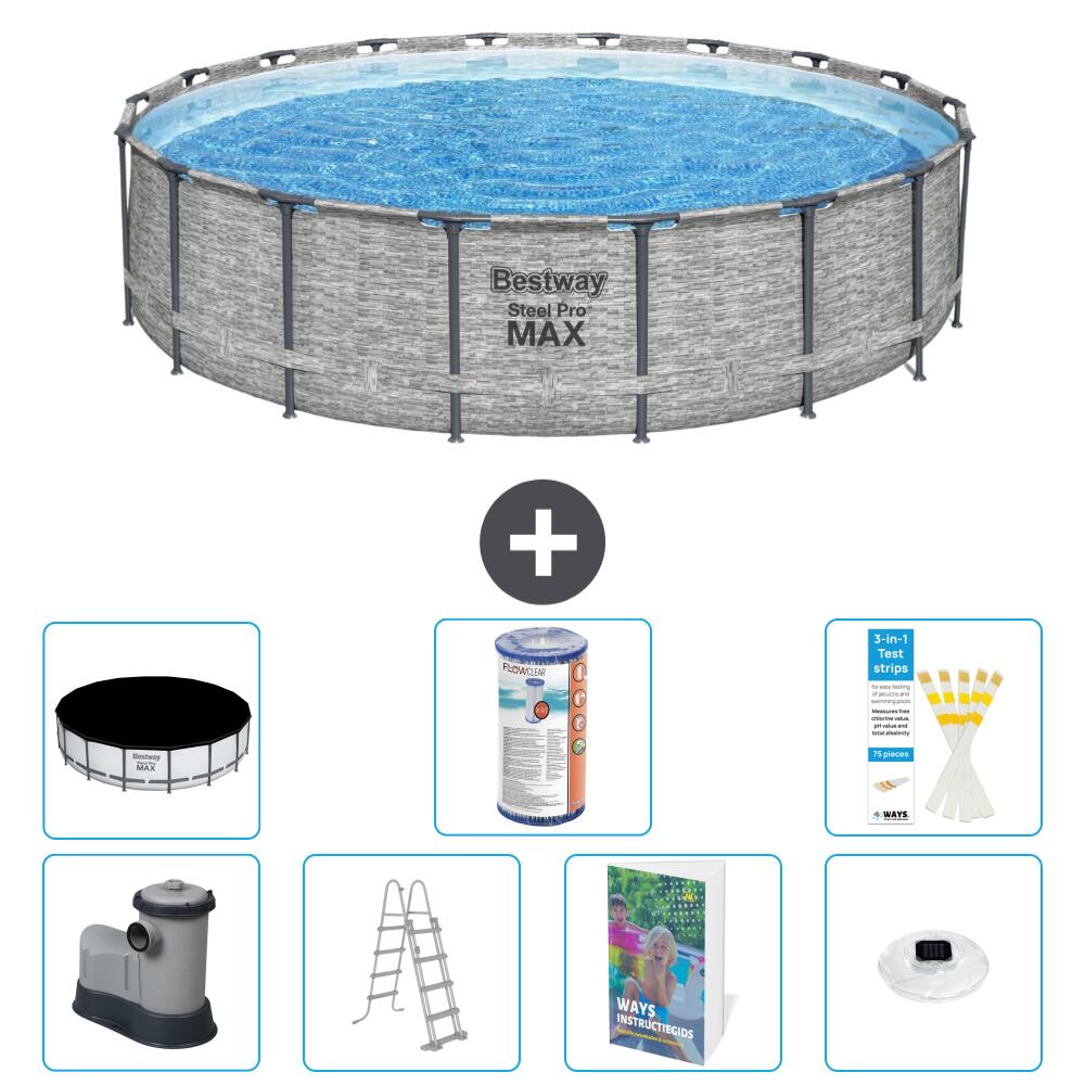 BESTWAY Basen Steel Pro MAX Okrągły - 549x122 cm - 8-częściowy S622