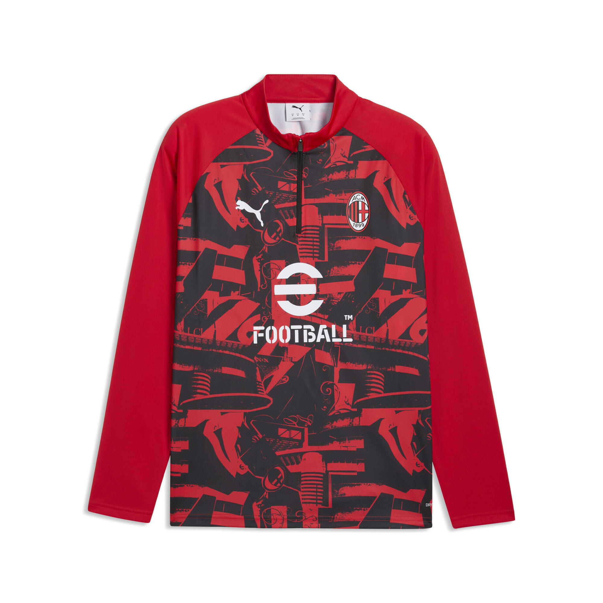 Męska koszulka na rozgrzewkę AC Milan z zamkiem 1/4 PUMA
