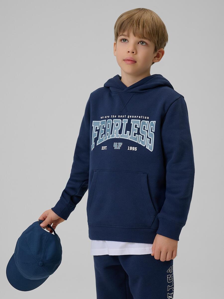 Bluza dresowa regular z kapturem chłopięca 4F 4FJRSS26TSWSM2637