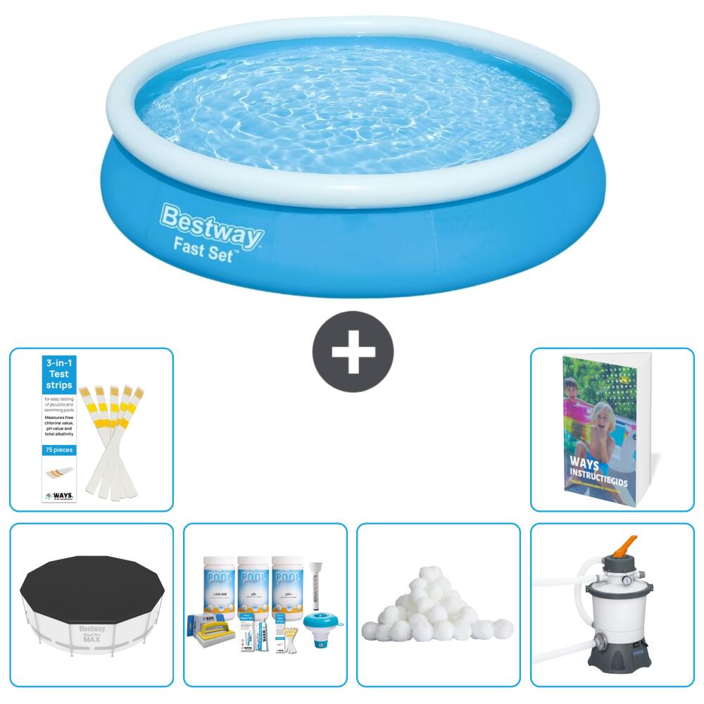 BESTWAY Basen Fast Set Okrągły - 366x76 cm - 7-częściowy S15