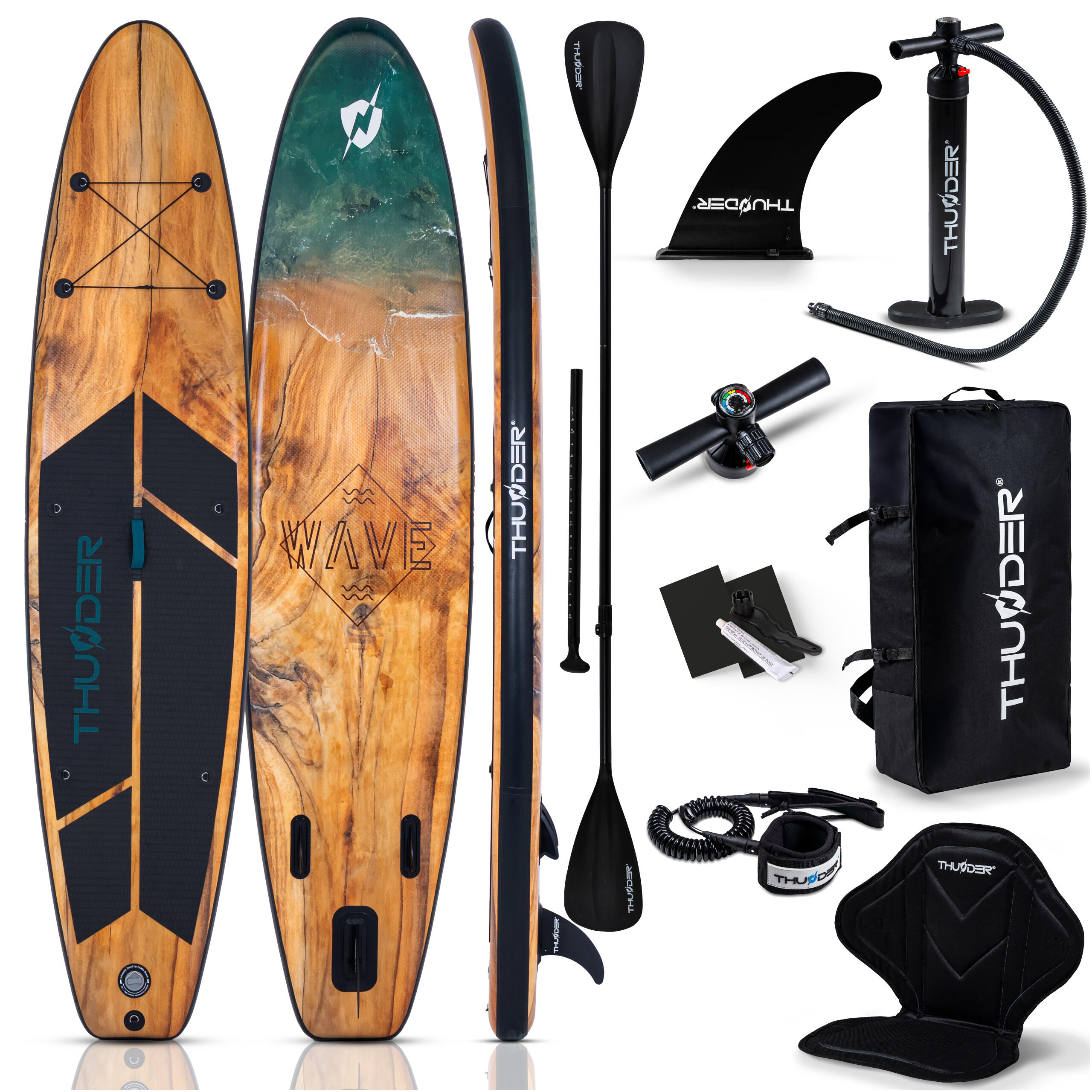 Deska SUP pompowana akcesoria THUNDER WOOD 350cm
