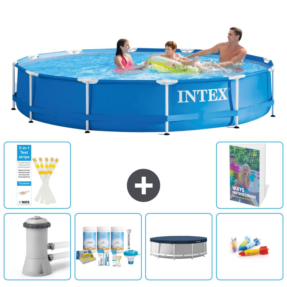 INTEX Basen ze stelażem Okrągły - 366x76 cm - 7-częściowy S200