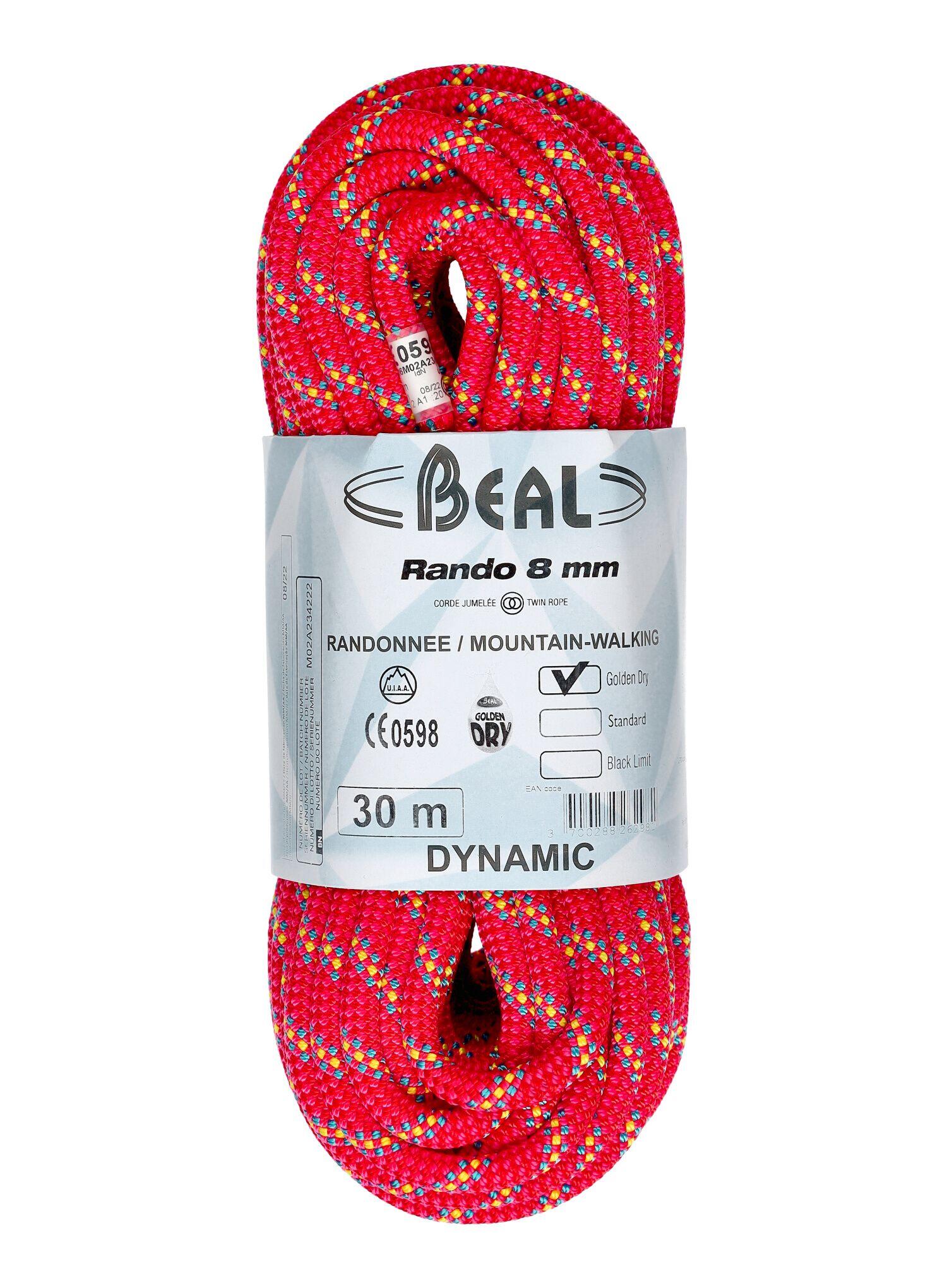 Lina do turystyki lodowcowej Beal Rando 8 mm 30 m Golden Dry
