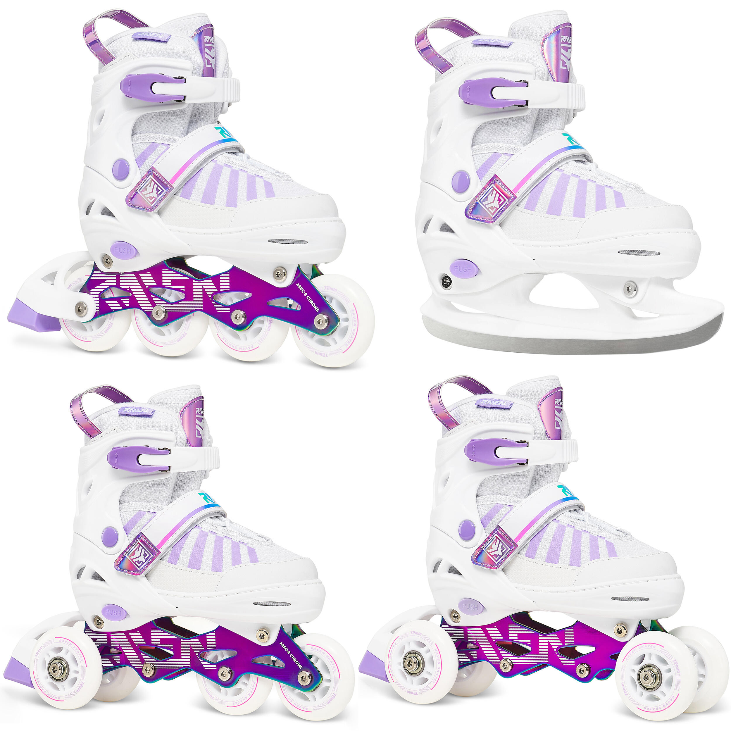 Rolki Wrotki Łyżwy Hokejowe Regulowane 4w1 Raven Oxen