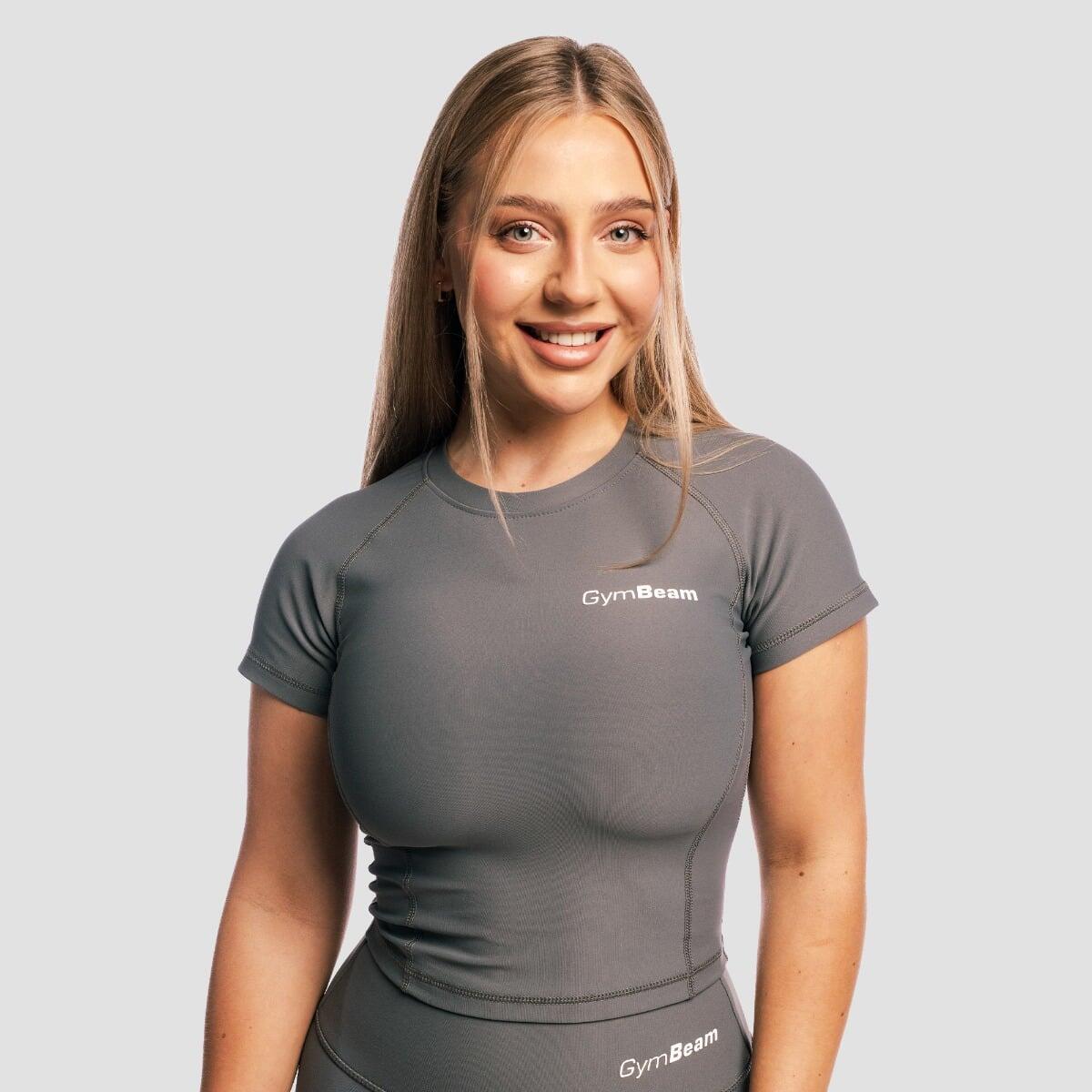 Top damski fitness slim z krótkim rękawem Core Carbon
