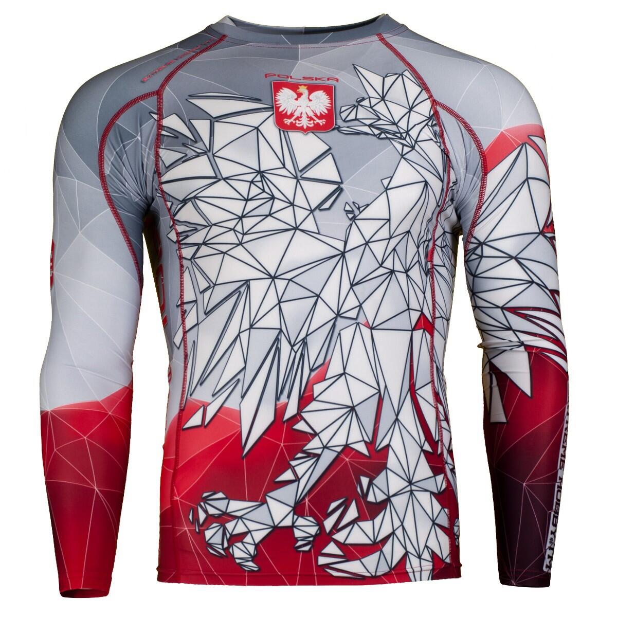 Koszulka sportowa męska Rashguard do MMA EXTREME HOBBY POLAND grey-red