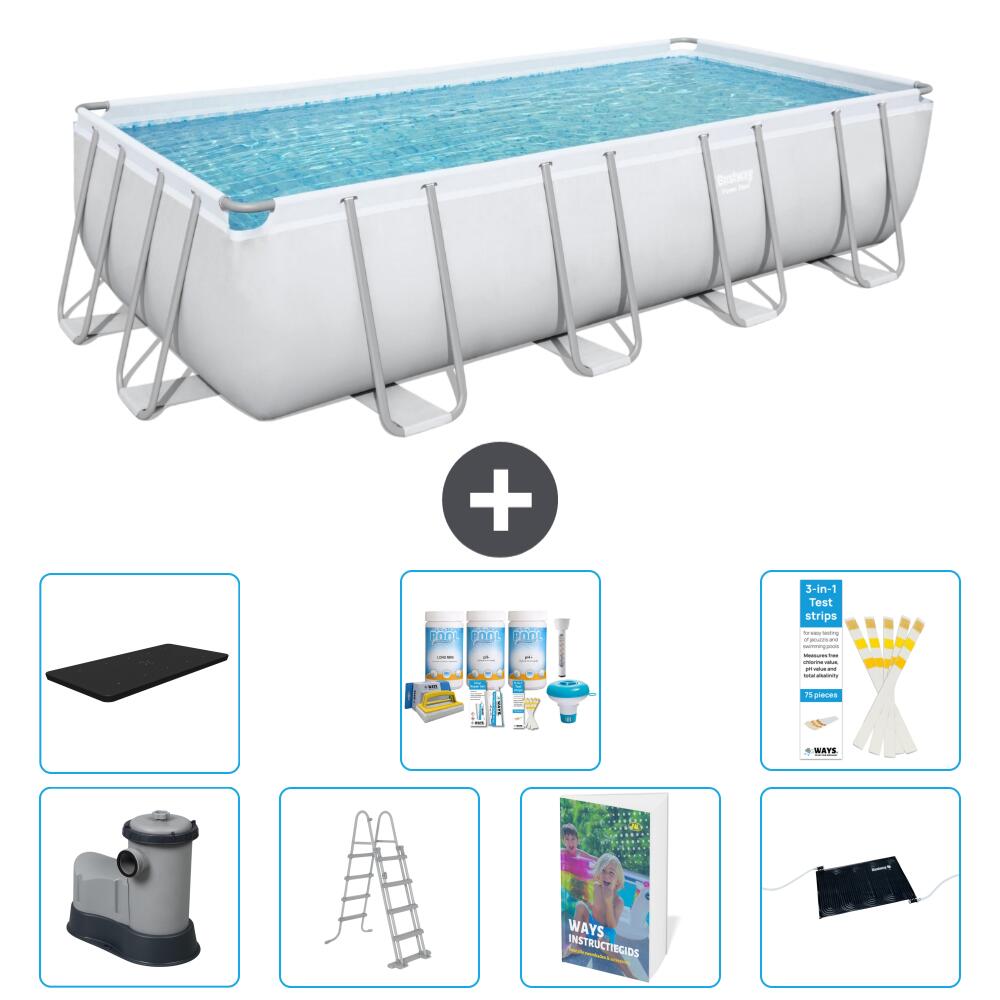 BESTWAY Basen Power Steel Prostokątny - 549x274x122 cm - 8-częściowy S632