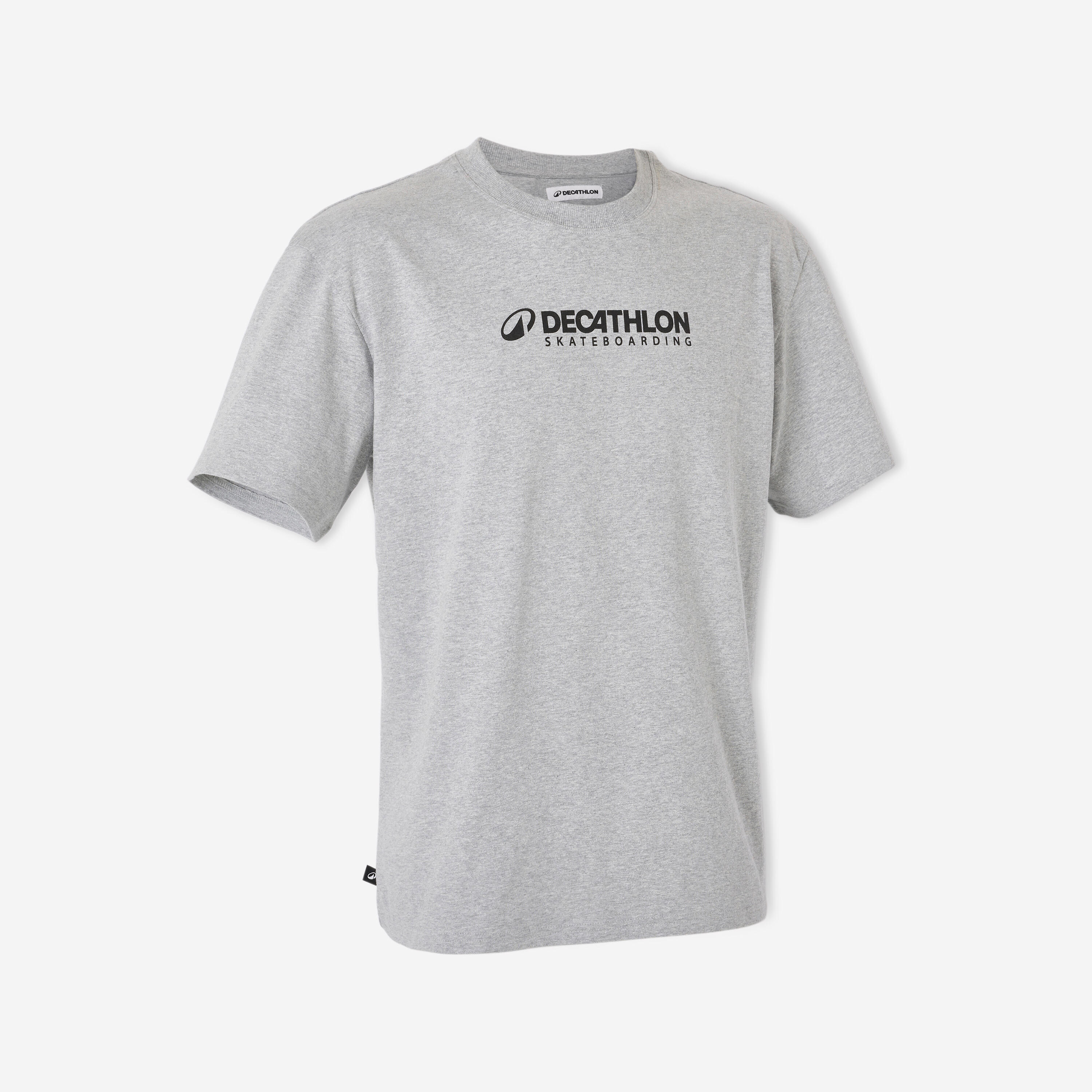 T-shirt TS500  krótki rękaw  gruba bawełna szary melanż. Decathlon Skateboarding