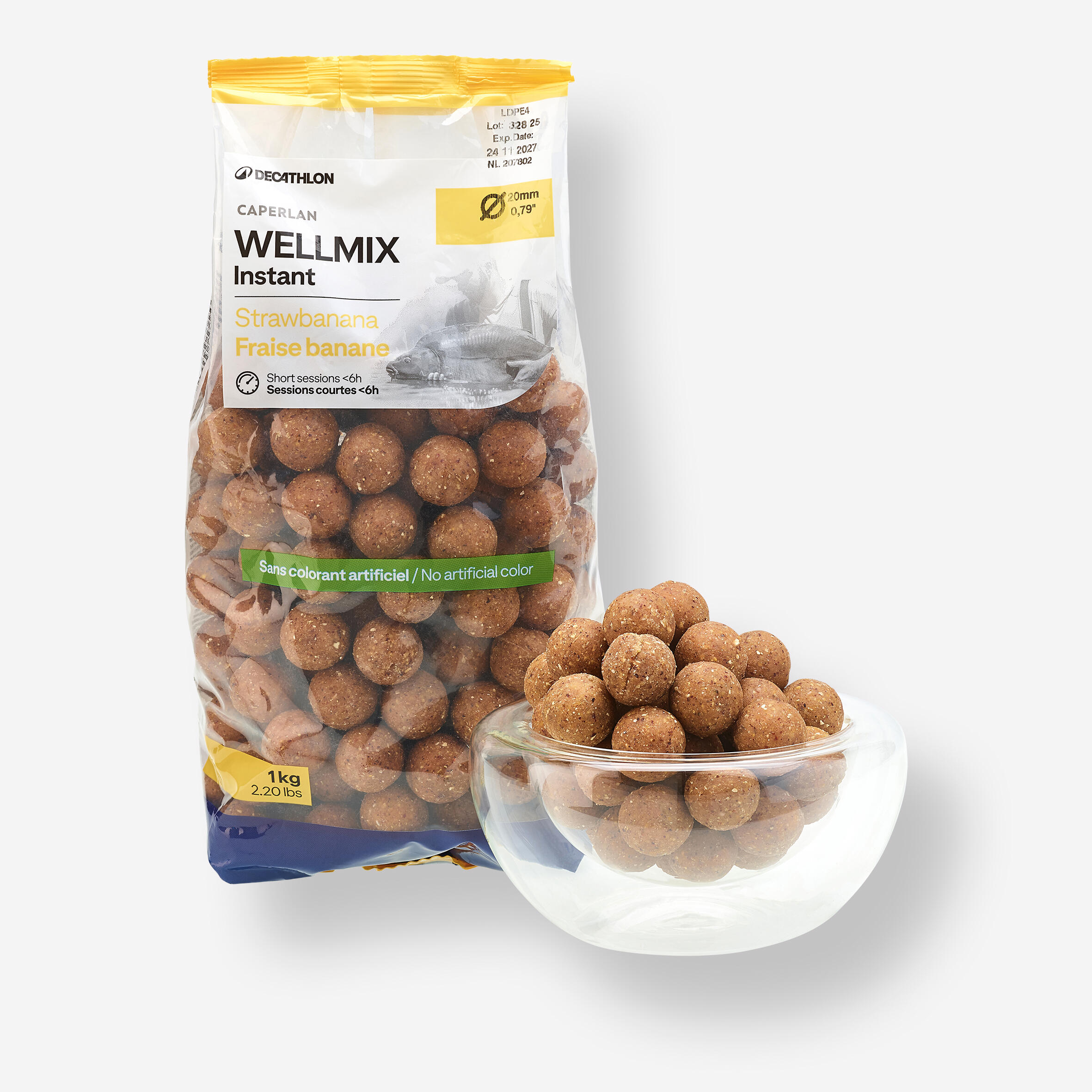 Kulki proteinowe Caperlan Wellmix Instant 20 mm 1 kg strawbanana