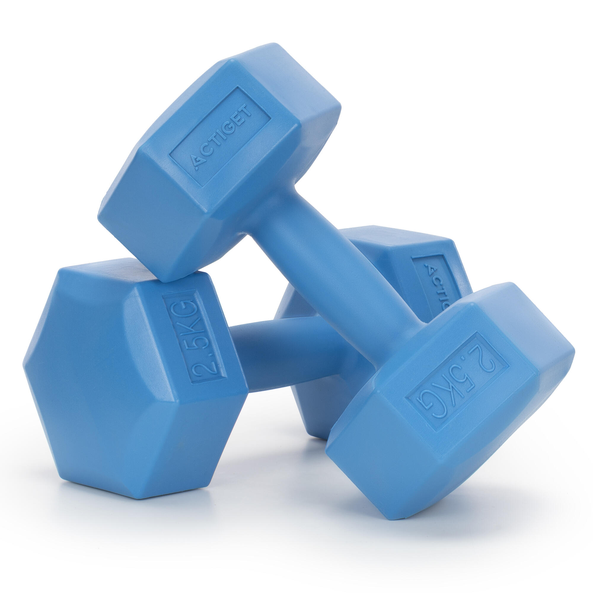 Hantle 2x2,5kg hexagonalne do ćwiczeń fitness ciężarki zestaw 2 szt. niebieskie