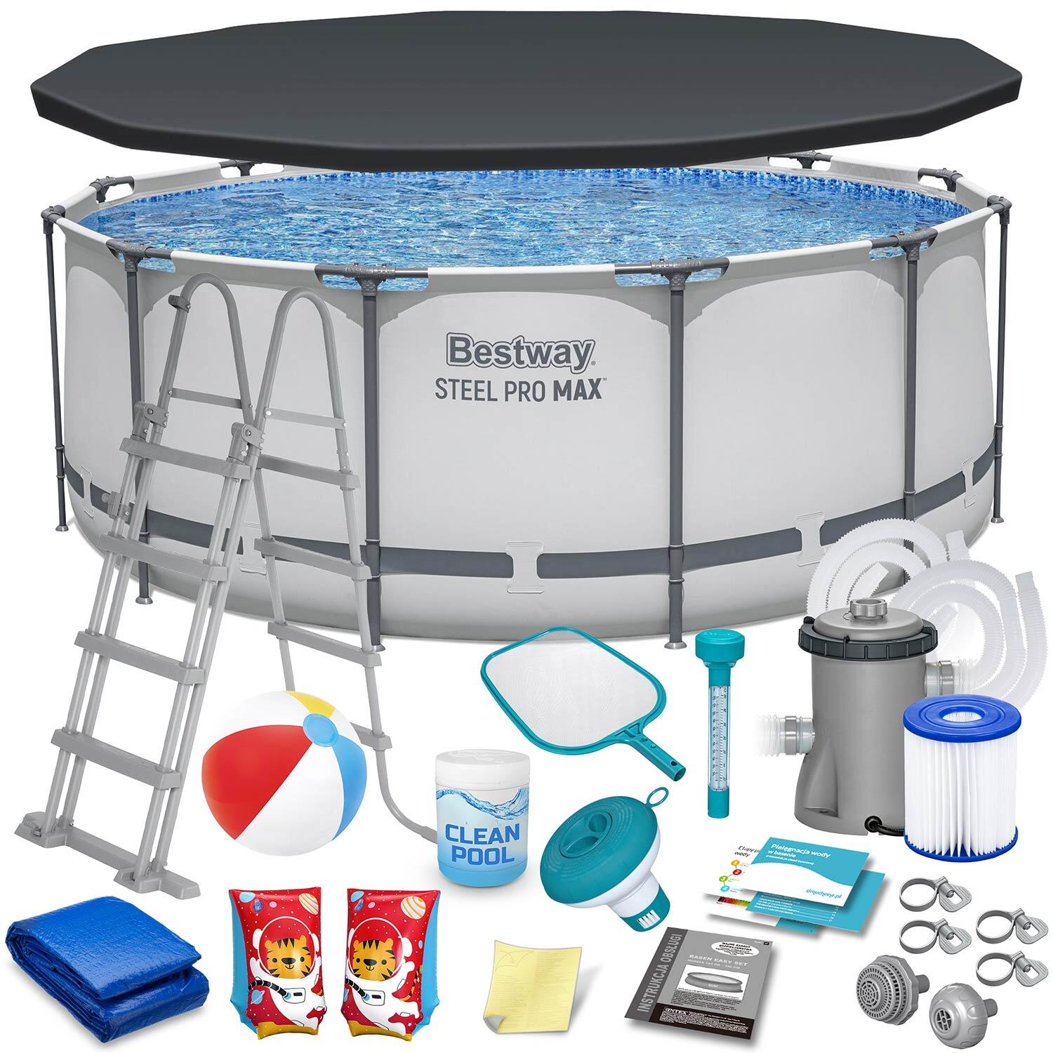 Basen stelażowy ogrodowy Bestway okrągły rodzinny 366x122 cm 18w1 Full 18w1