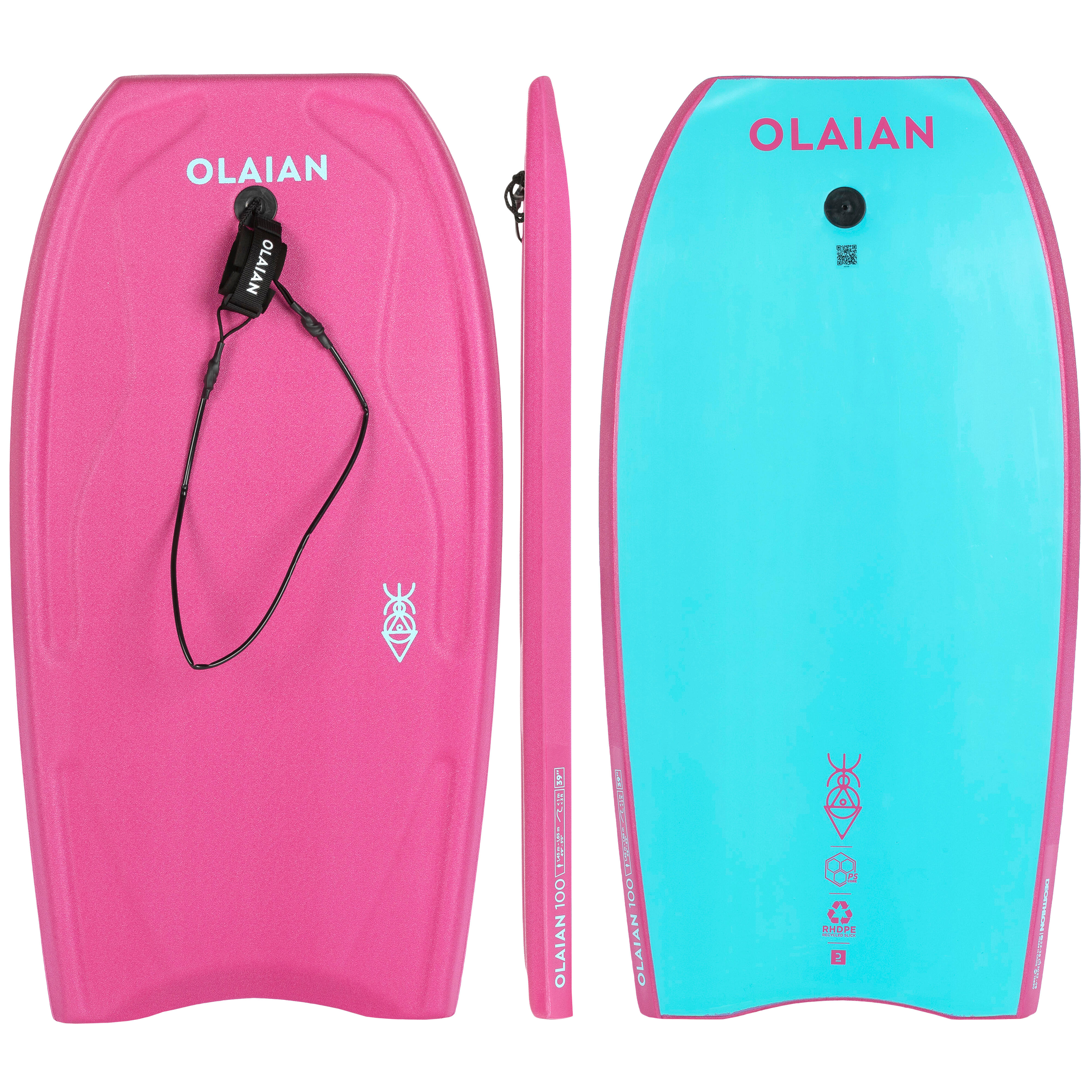 Deska bodyboard Olaian 100 z leashem na nadgarstek