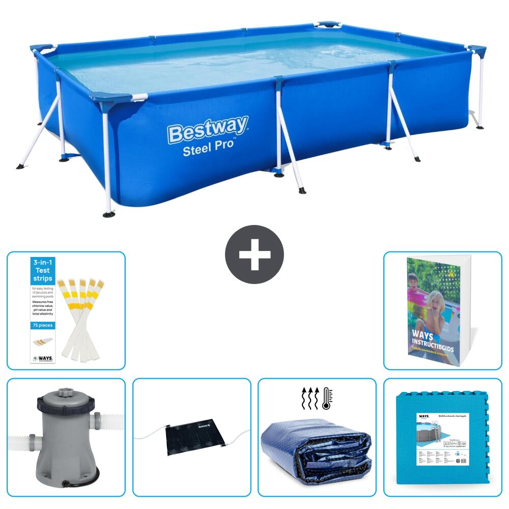BESTWAY Basen Steel Pro Prostokątny - 300x201x66 cm - 7-częściowy S340