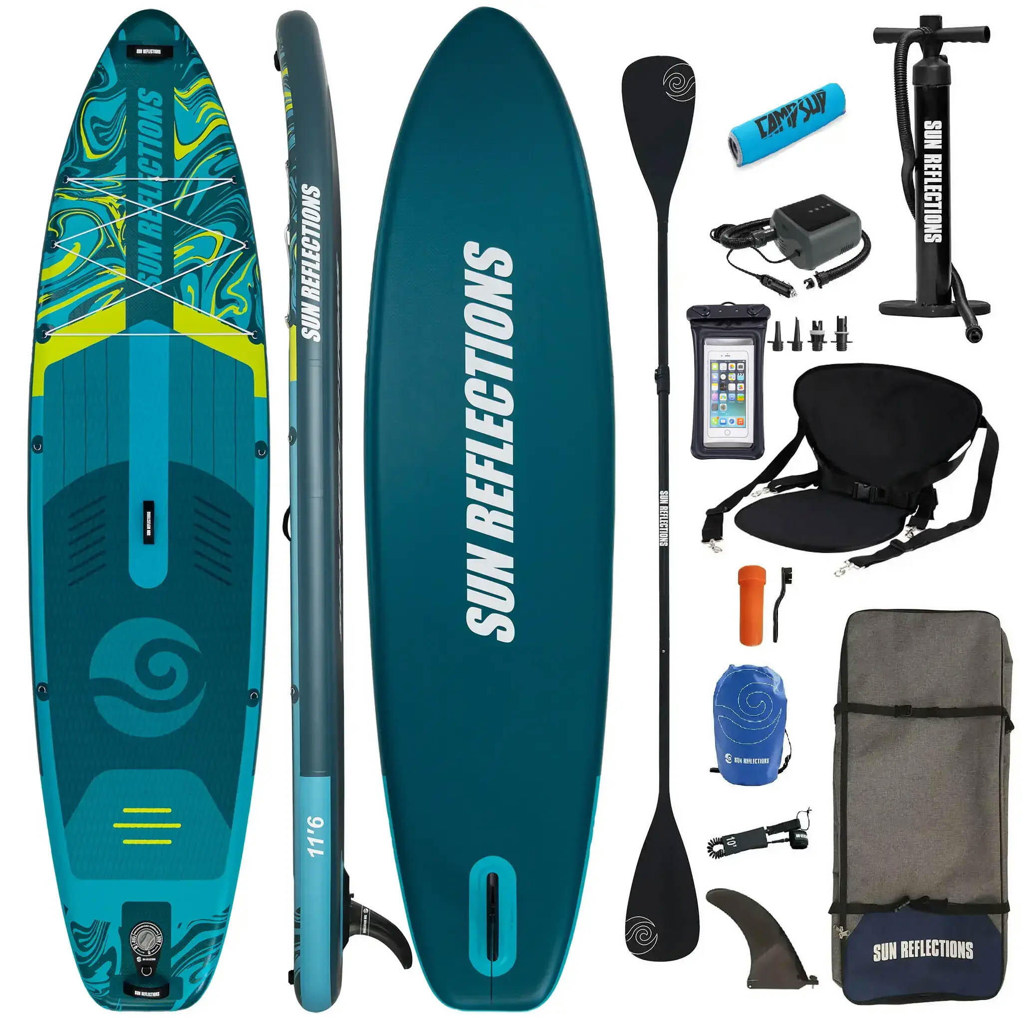 Deska Sup Pompowana Sun Reflections L 11'6 SUPER Combo Emerald Drift