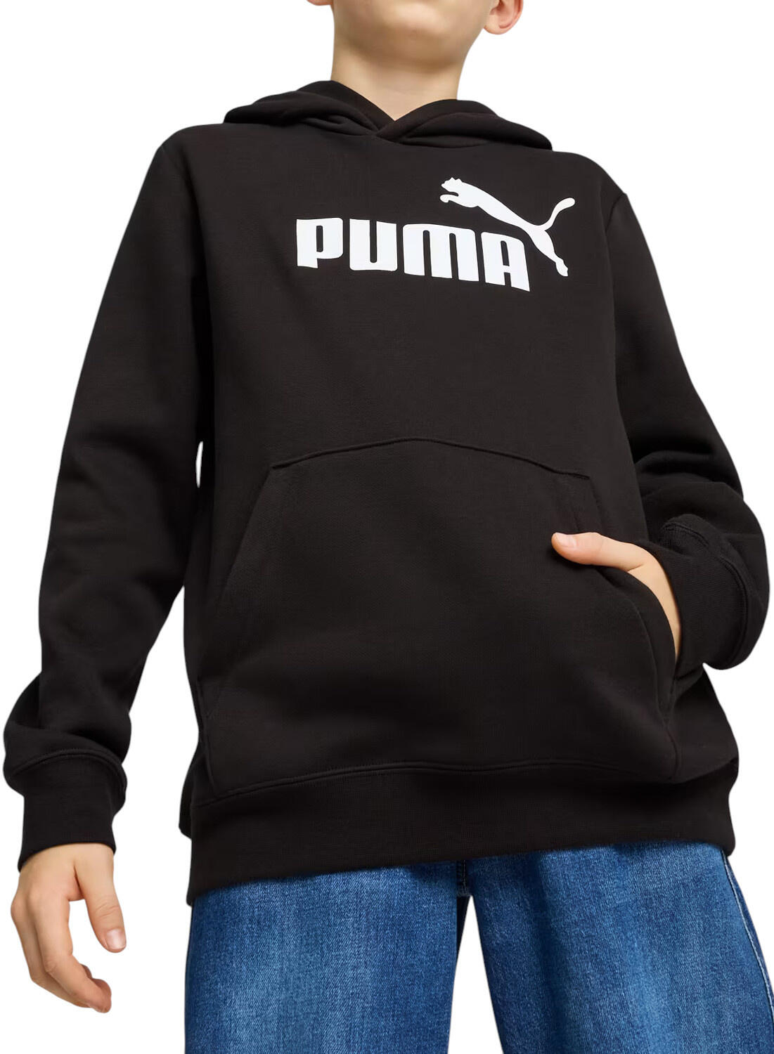 Bluza dziecięca sportowa z kapturem bawełniana czarna PUMA ESS BIG LOGO