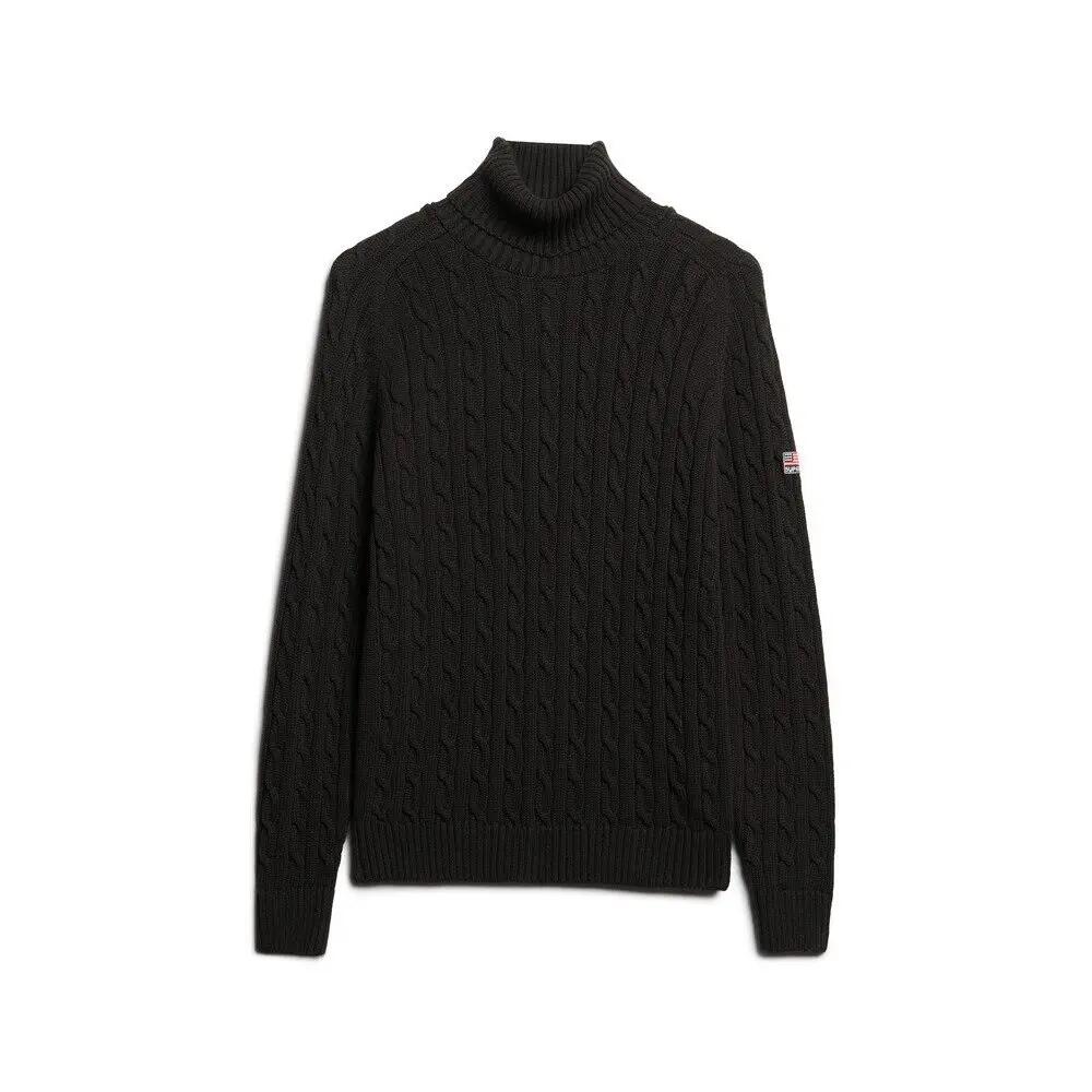 Sweter na plecionce z golfem damski Superdry