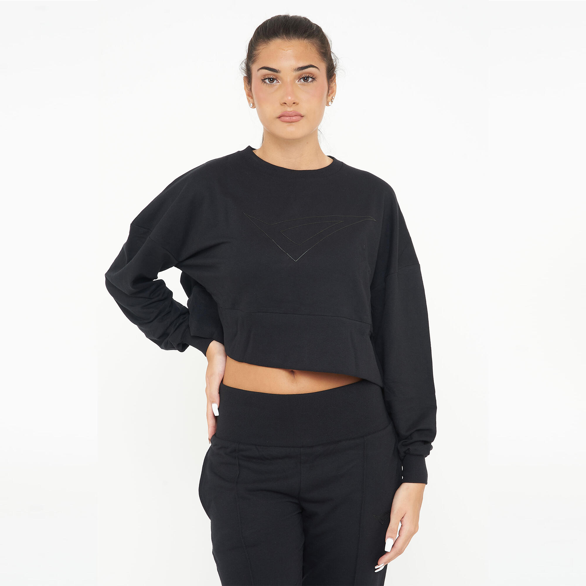Krótka sportowa bawełniana bluza F ESSENCE czarna