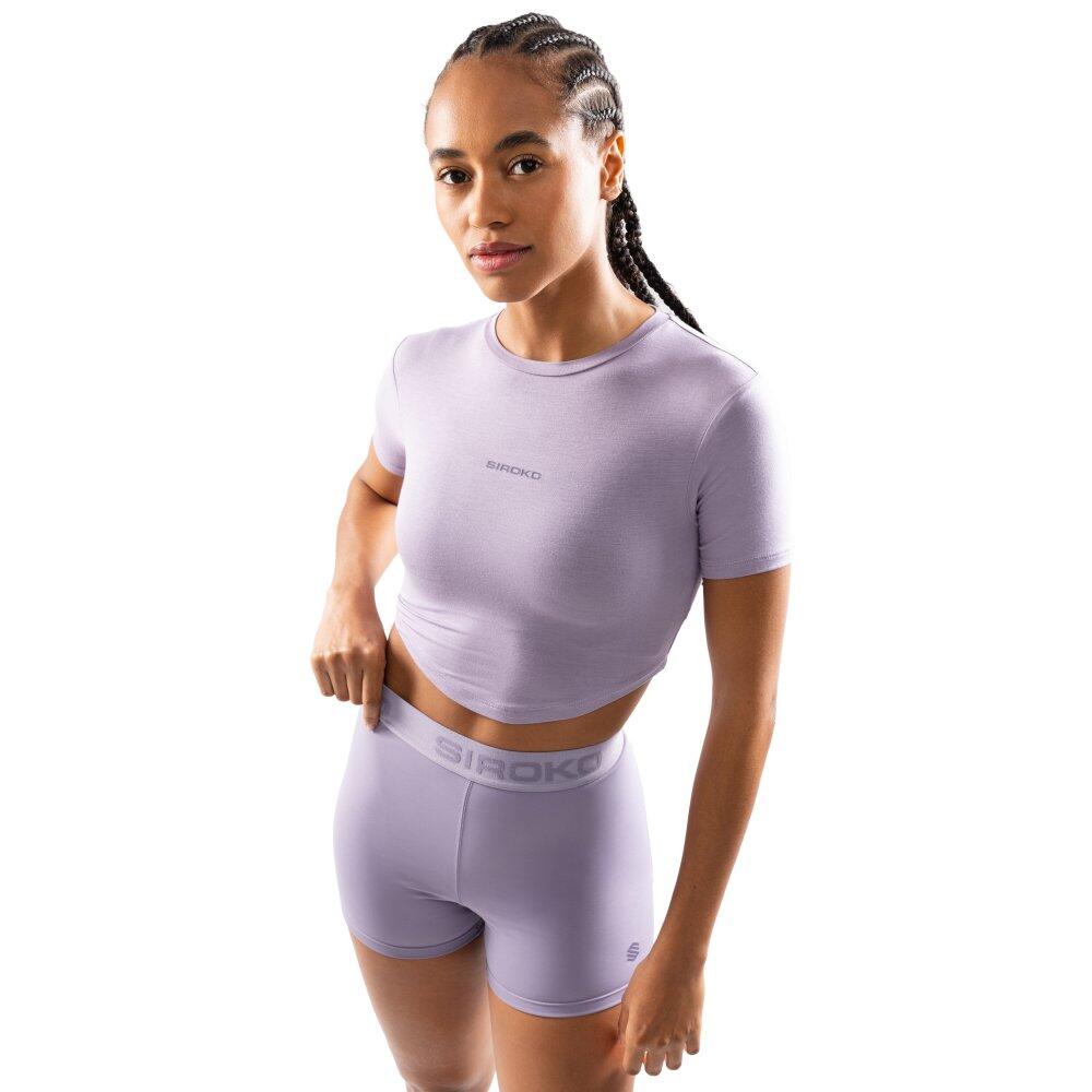 Damska koszulka treningowa crop top z krótkim rękawem Fitness Siroko Harmony