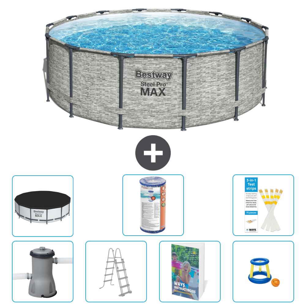 BESTWAY Basen Steel Pro MAX Okrągły - 427x122 cm - 8-częściowy S541