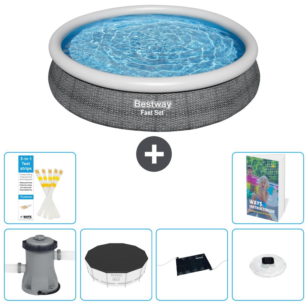 BESTWAY Basen Fast Set Okrągły - 366x76 cm - 7-częściowy S328