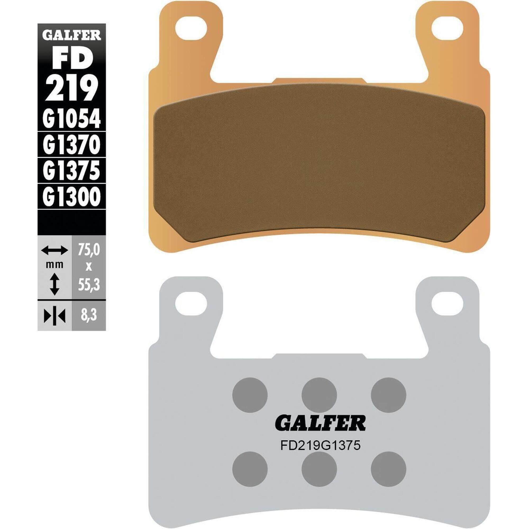 GALFER FD219 klocki hamulcowe tarczowe sinter 75×55 3×8 3 mm