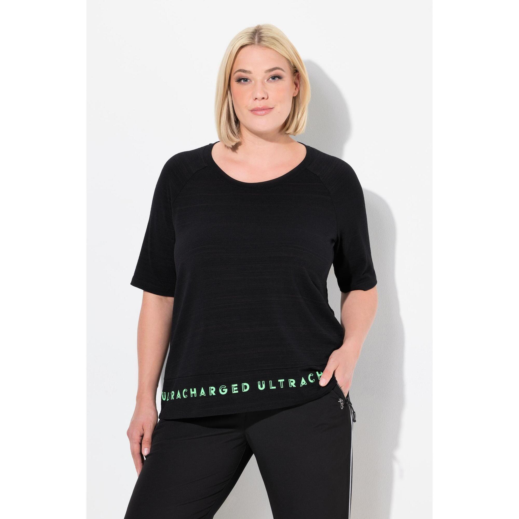 Damskie T-shirt napisy na rąbku klasyczny krój okrągły dekolt rękaw 1/2