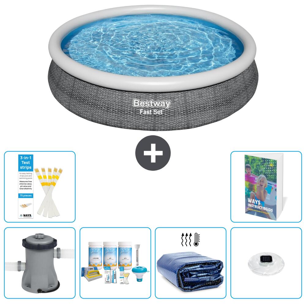 BESTWAY Basen Fast Set Okrągły - 366x76 cm - 7-częściowy S228