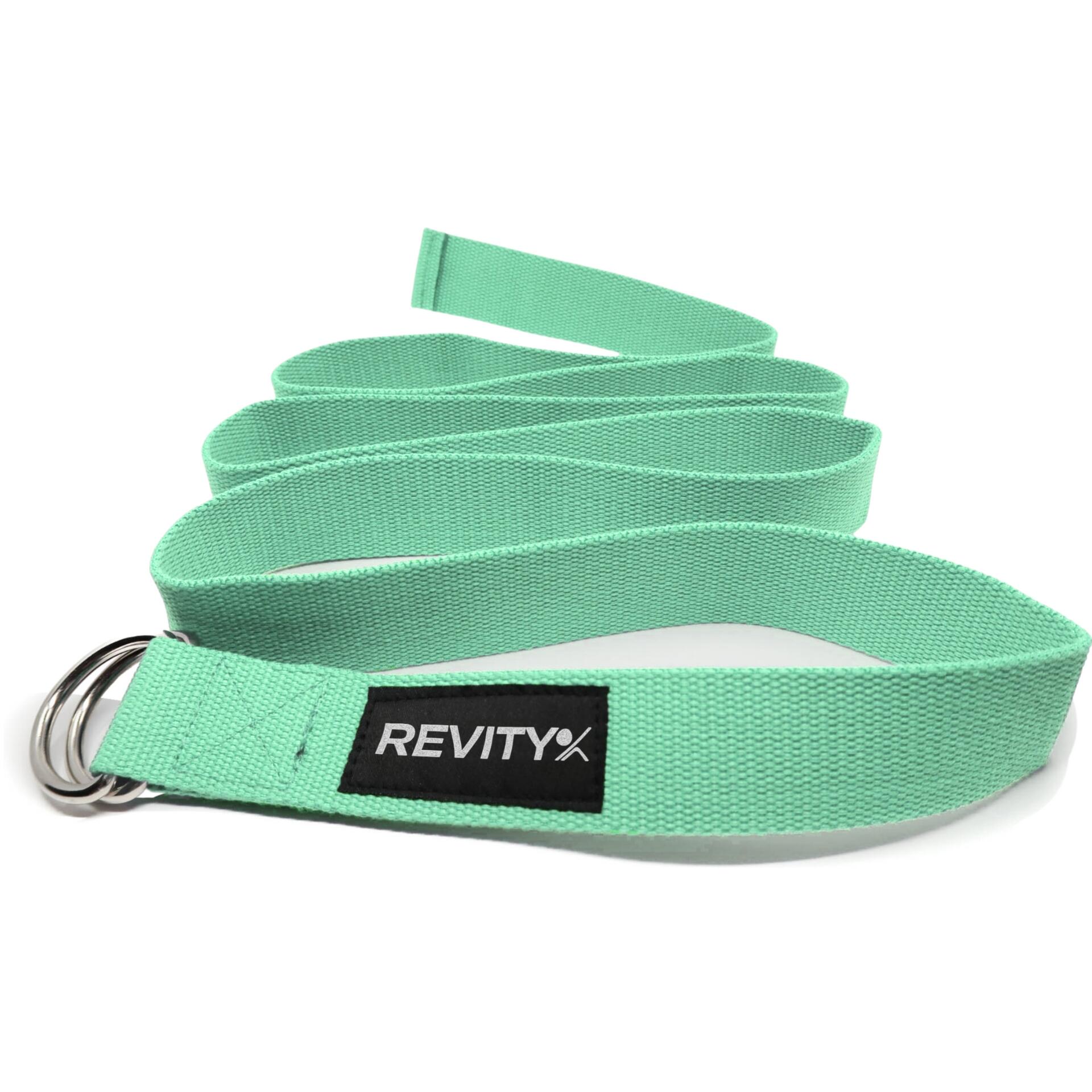 Pasek do jogi i pilatesu Revity miętowy 200 x 3.8 cm