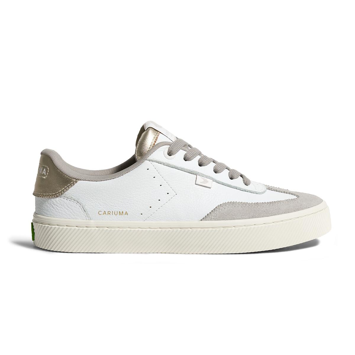 Buty Cariuma TOCA White Premium Leather Vintage White Suede Metallic Gold