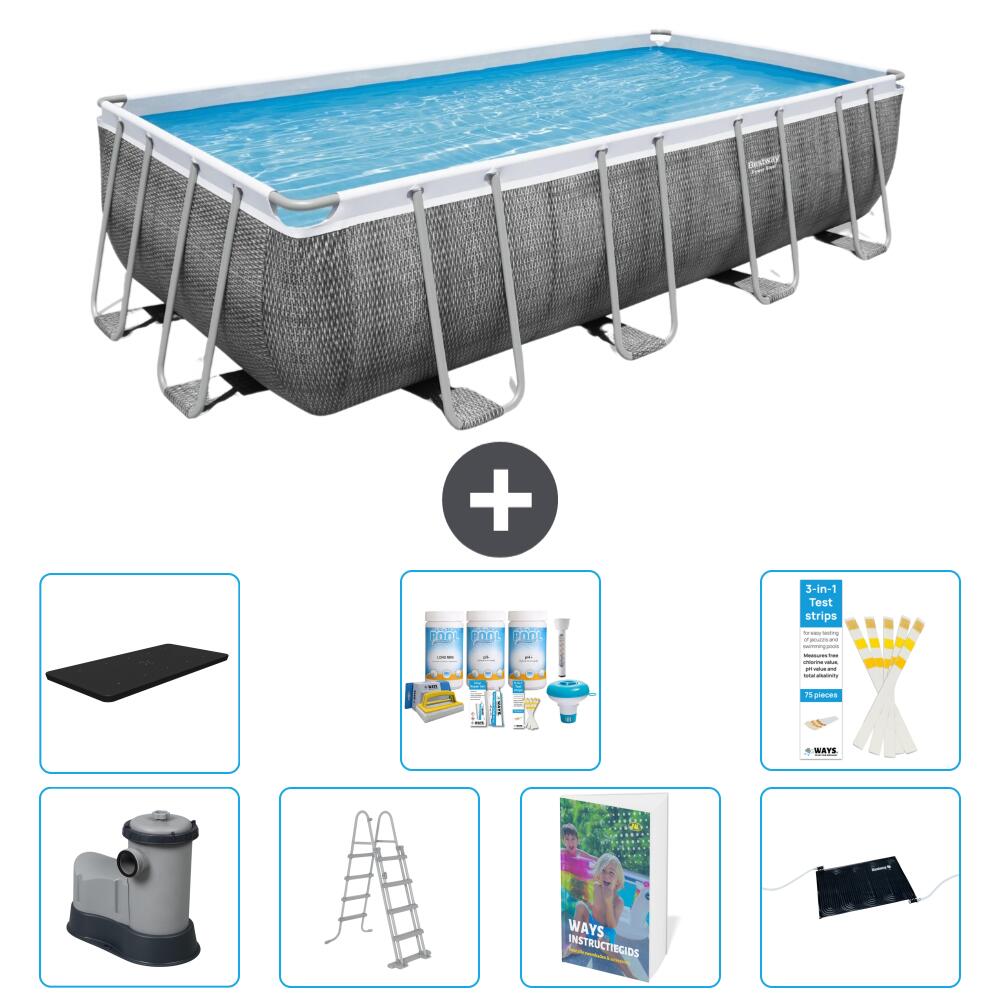 BESTWAY Basen Power Steel Prostokątny - 549x274x122 cm - 8-częściowy S632