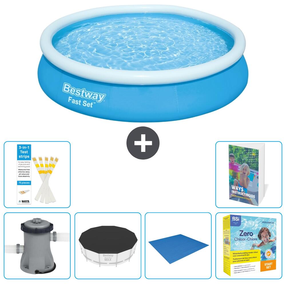 BESTWAY Basen Fast Set Okrągły - 366x76 cm - 7-częściowy S198