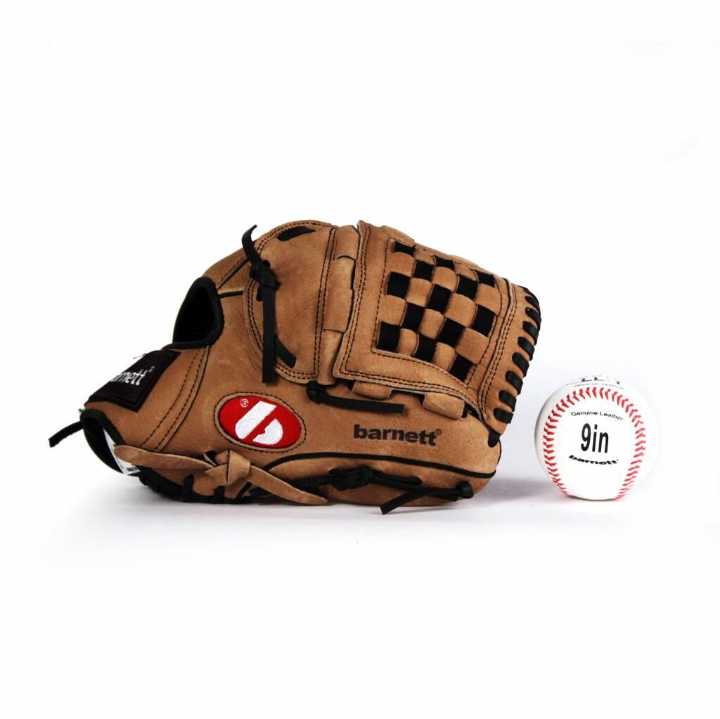 GBSL-2 Senior skórzane rękawice baseballowe i zestaw piłek (SL 120, LL 1)