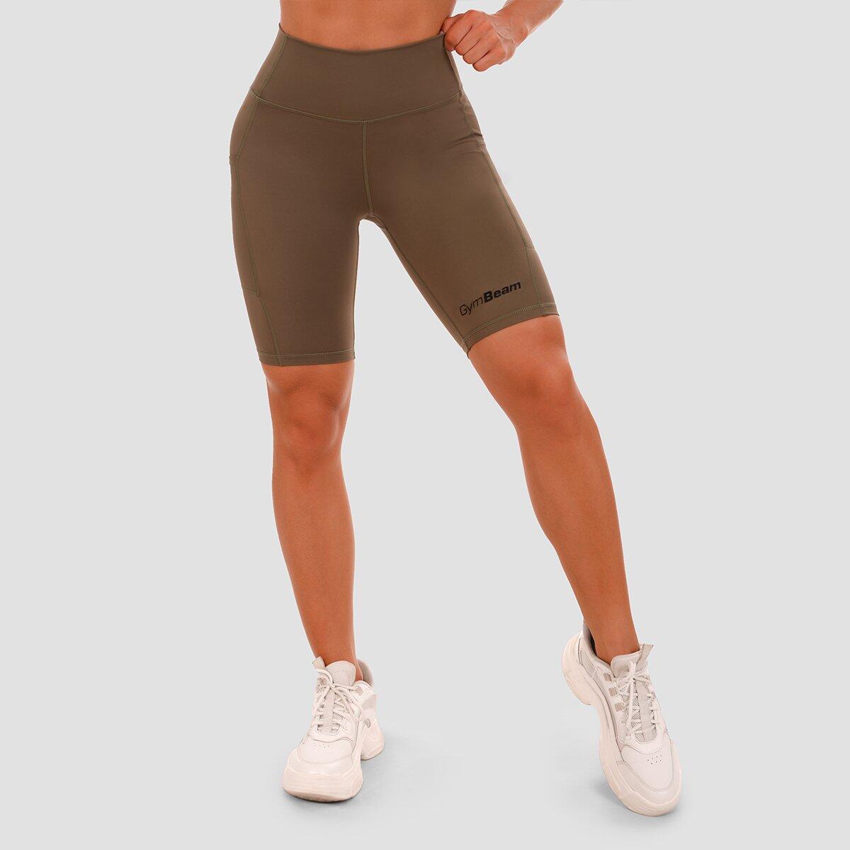 Szorty damskie fitness slim oliwkowe Biker