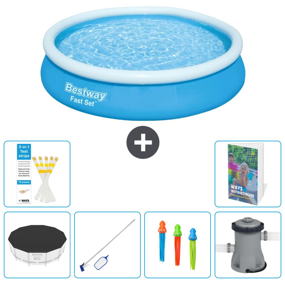 BESTWAY Basen Fast Set Okrągły - 366x76 cm - 7-częściowy S125
