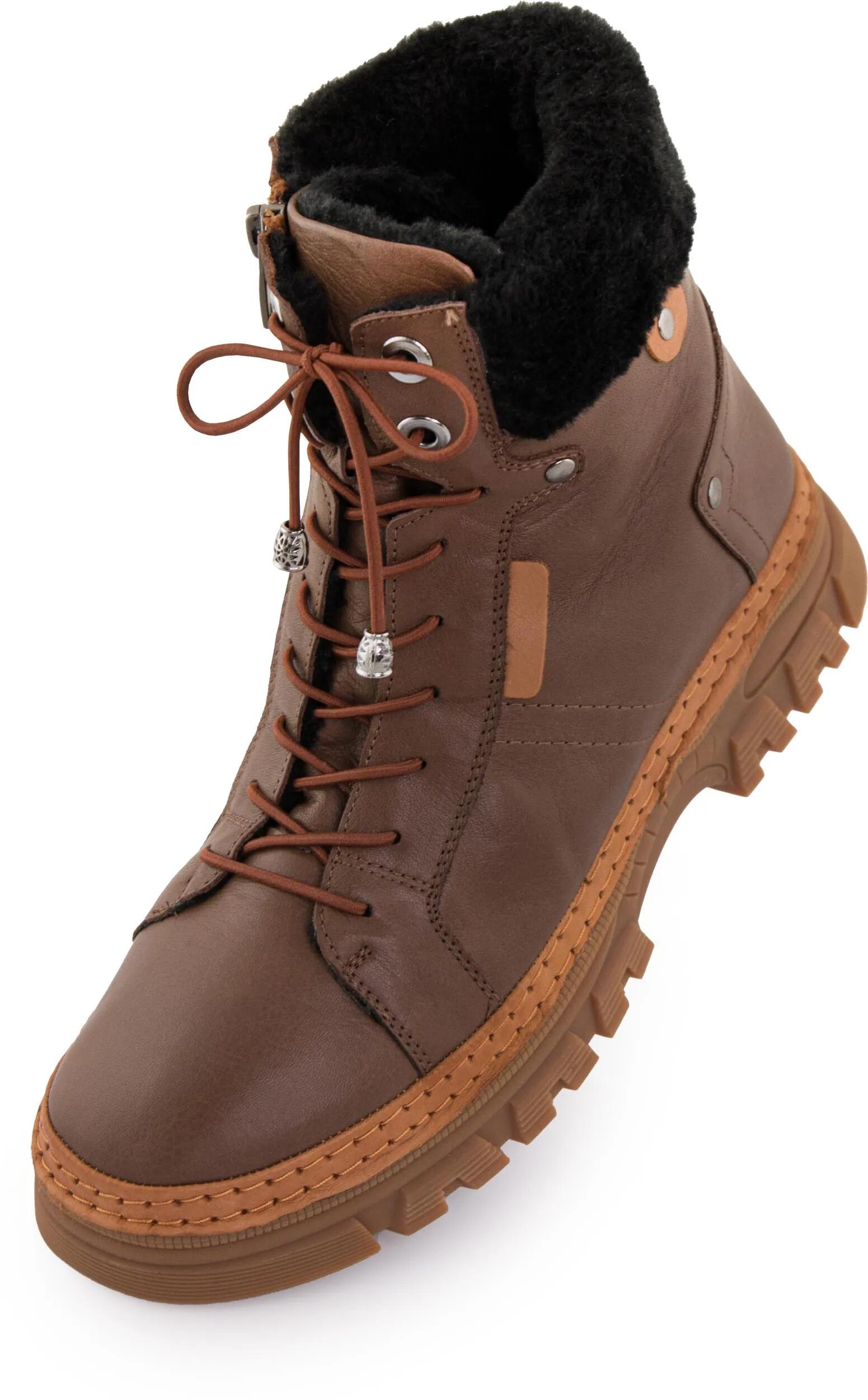 Damskie zimowe skórzane botki Nell 207 Praline Brown