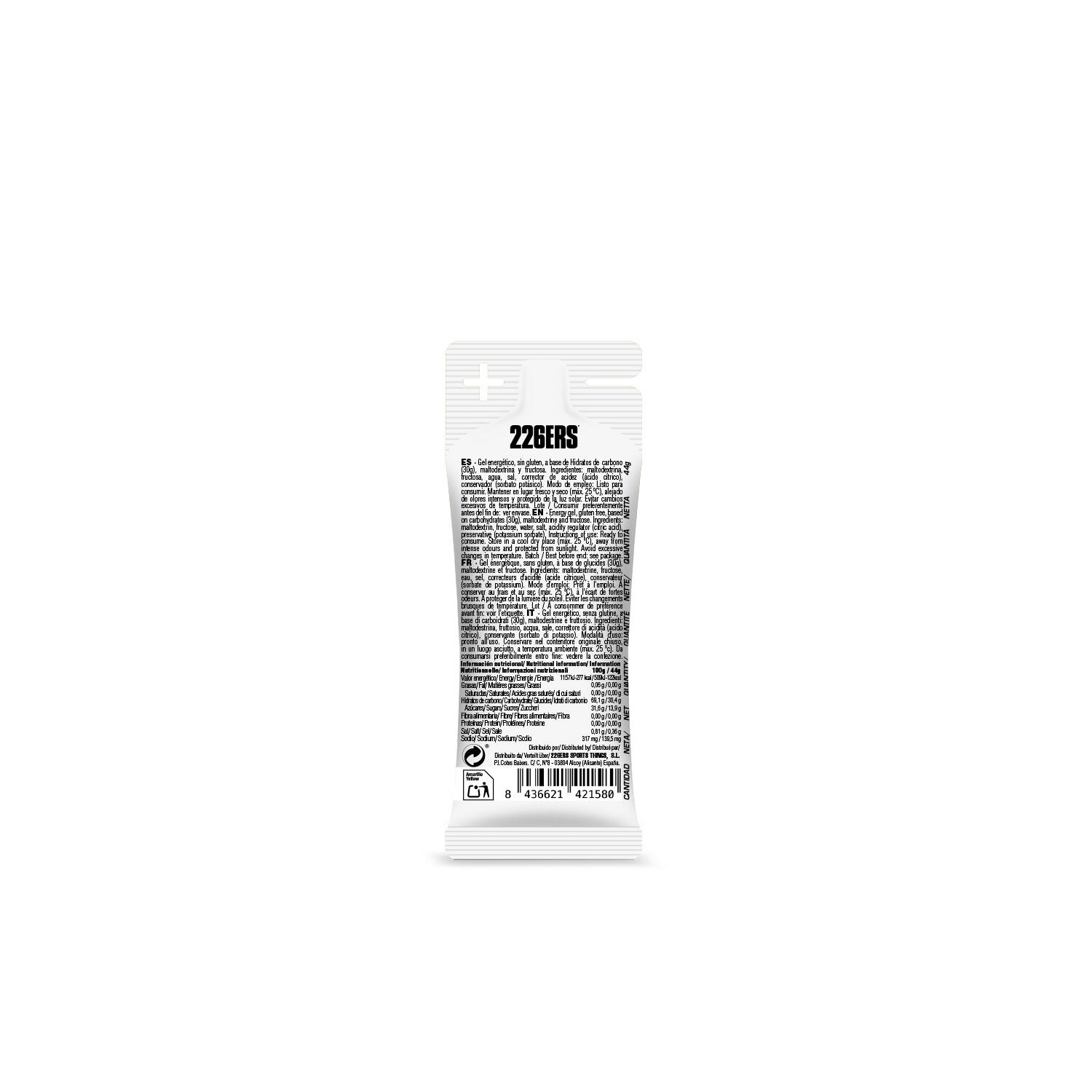 Żel XS HIGH FRUCTOSE GEL 226ERS żel wysoko węglowodanowy z sodem 44g neutralny