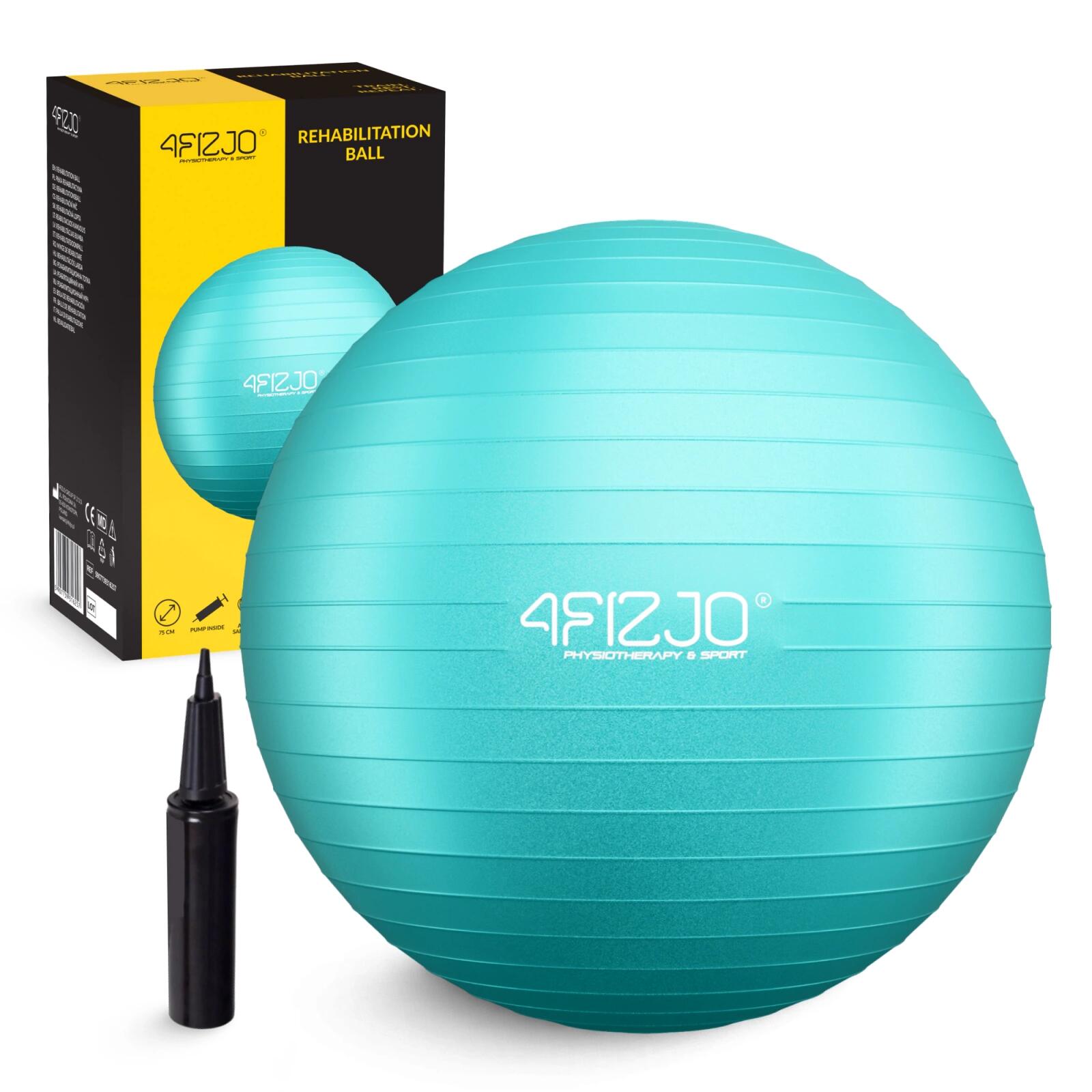 Фото - М'яч для фітнесу / фітбол 4FIZJO Piłka gimnastyczna Reh Ball dmuchana Niebieski/Zielony 75 cm