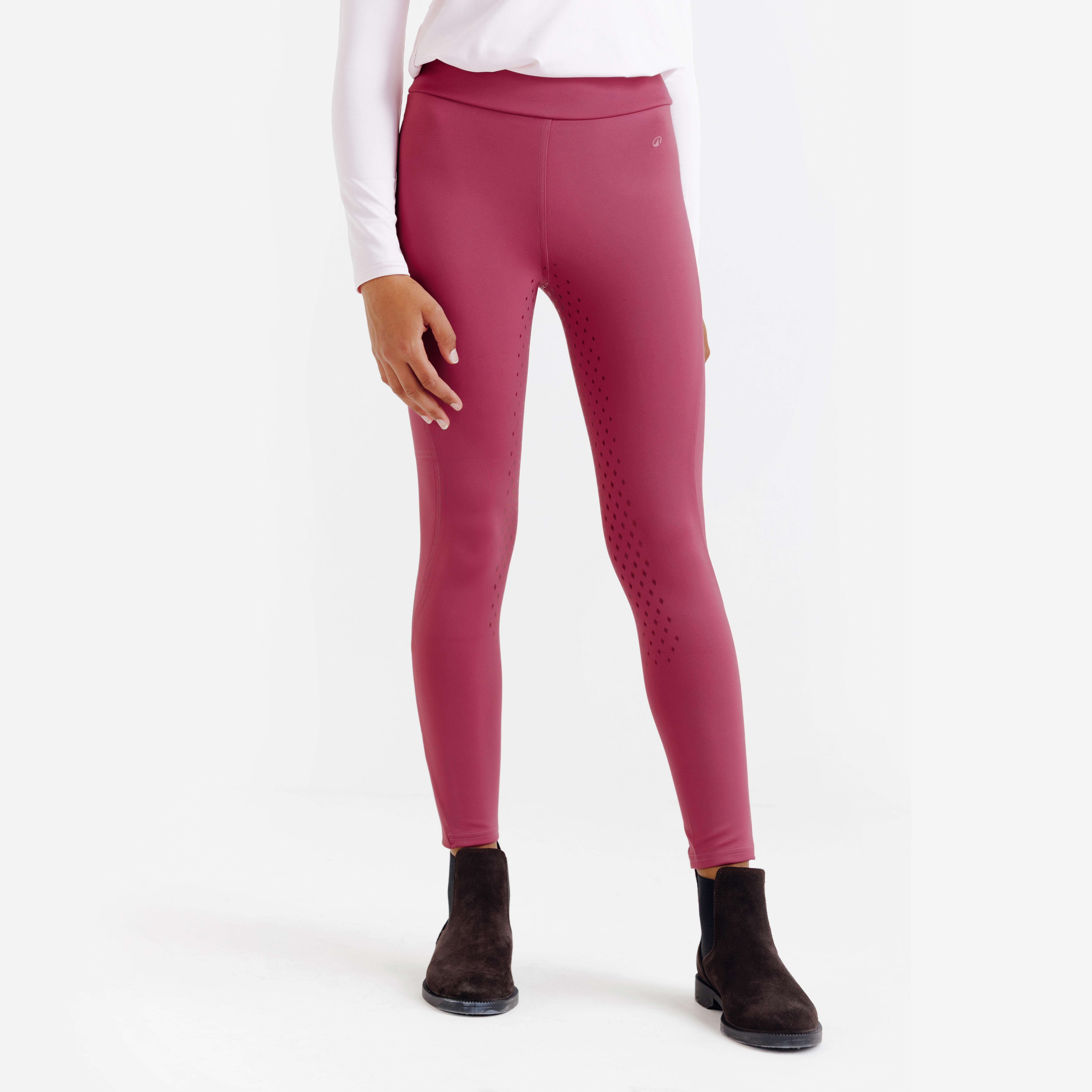 Legginsy jeździeckie dziecięce full grip - 500 różowe