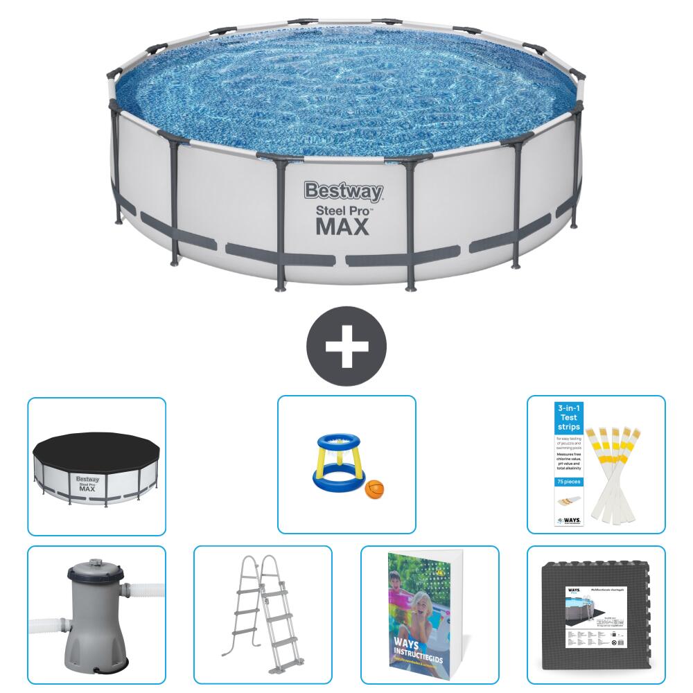 BESTWAY Basen Steel Pro MAX Okrągły - 427x122 cm - 8-częściowy S525
