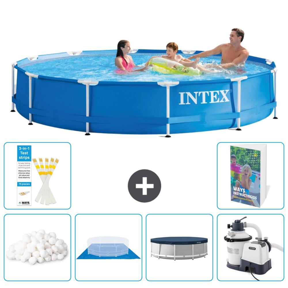 INTEX Basen ze stelażem Okrągły - 366x76 cm - 7-częściowy S107