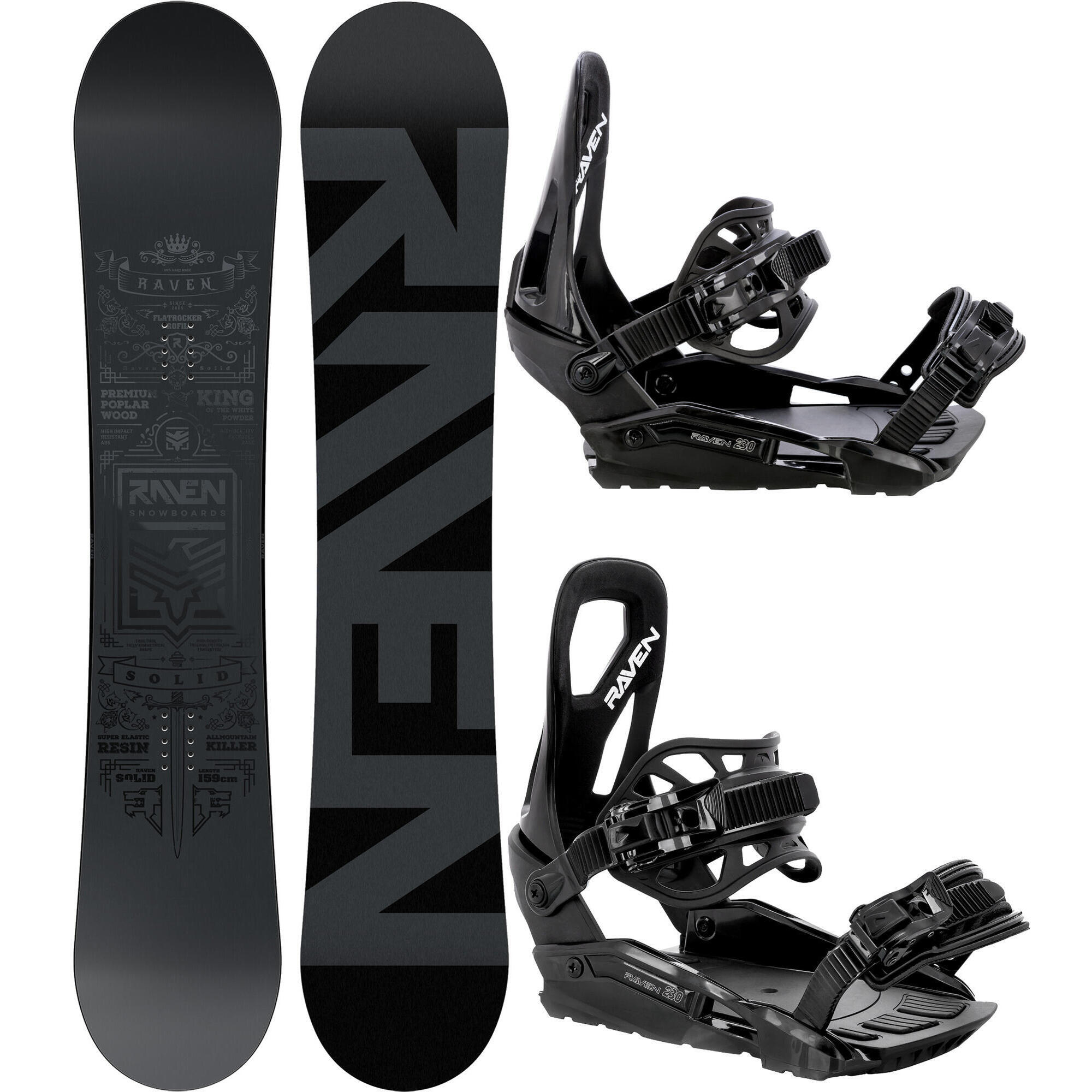 Zestaw Deska snowboardowa Raven Solid Steel + wiązania Raven s230