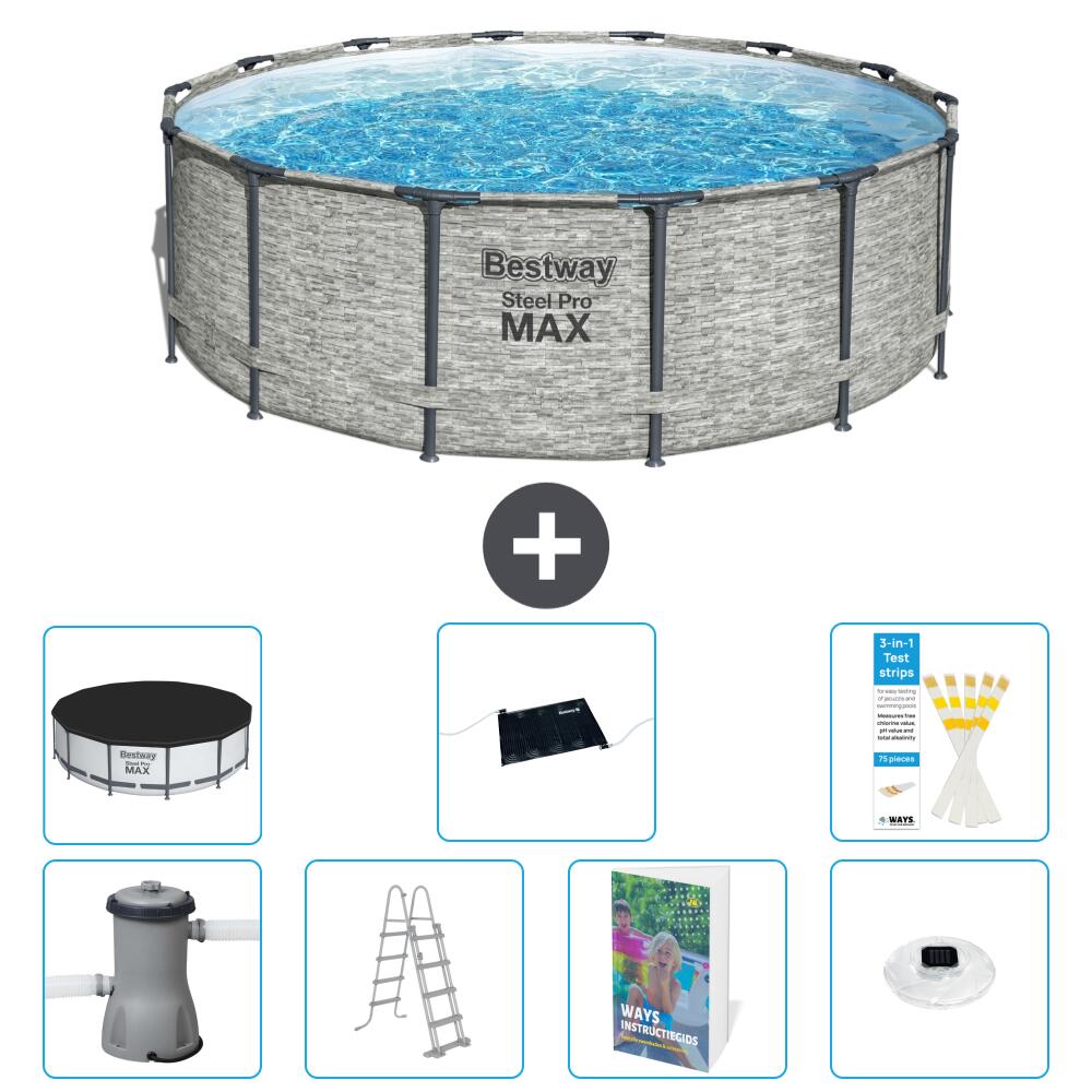 BESTWAY Basen Steel Pro MAX Okrągły - 427x122 cm - 8-częściowy S598